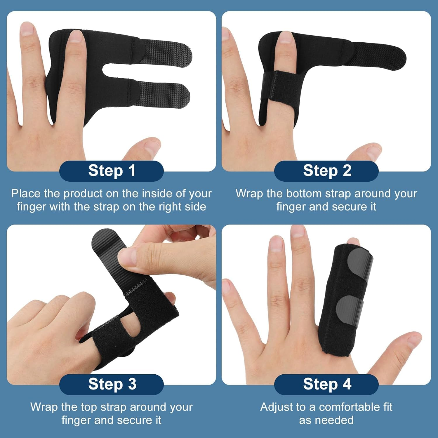 SILHOL 5Pcs Finger Splint, Mallet Finger Splint for Relief, Arthritis Finger Support, Strain or Broken Finger Splint for Thumb, Index, Middle, Ring and Little Fingers, with Aluminum Strip, (Black) image number 1