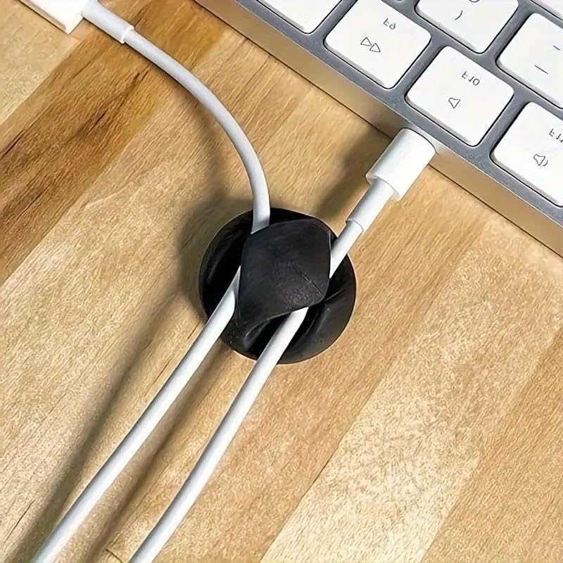 Cable Clips 6 Pack, Self Adhesive Cord Holder for Desk, Home, Office, Car Wire Organizer for Cable Management, Tidy USB Cables, Power Wires, Charging Cords, Audio Cables (White)