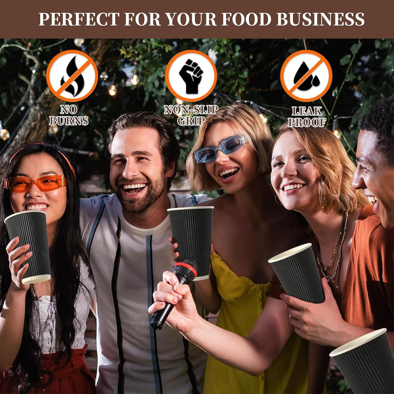 COHGUDA 50 PCS Disposable Paper Coffee Cups with Lids, 16 Oz Insulated Paper Cups for Hot and Cold Drinks, Corrugated Ripple Wall Cup Suitable for Party Travel (16Oz) image number 2