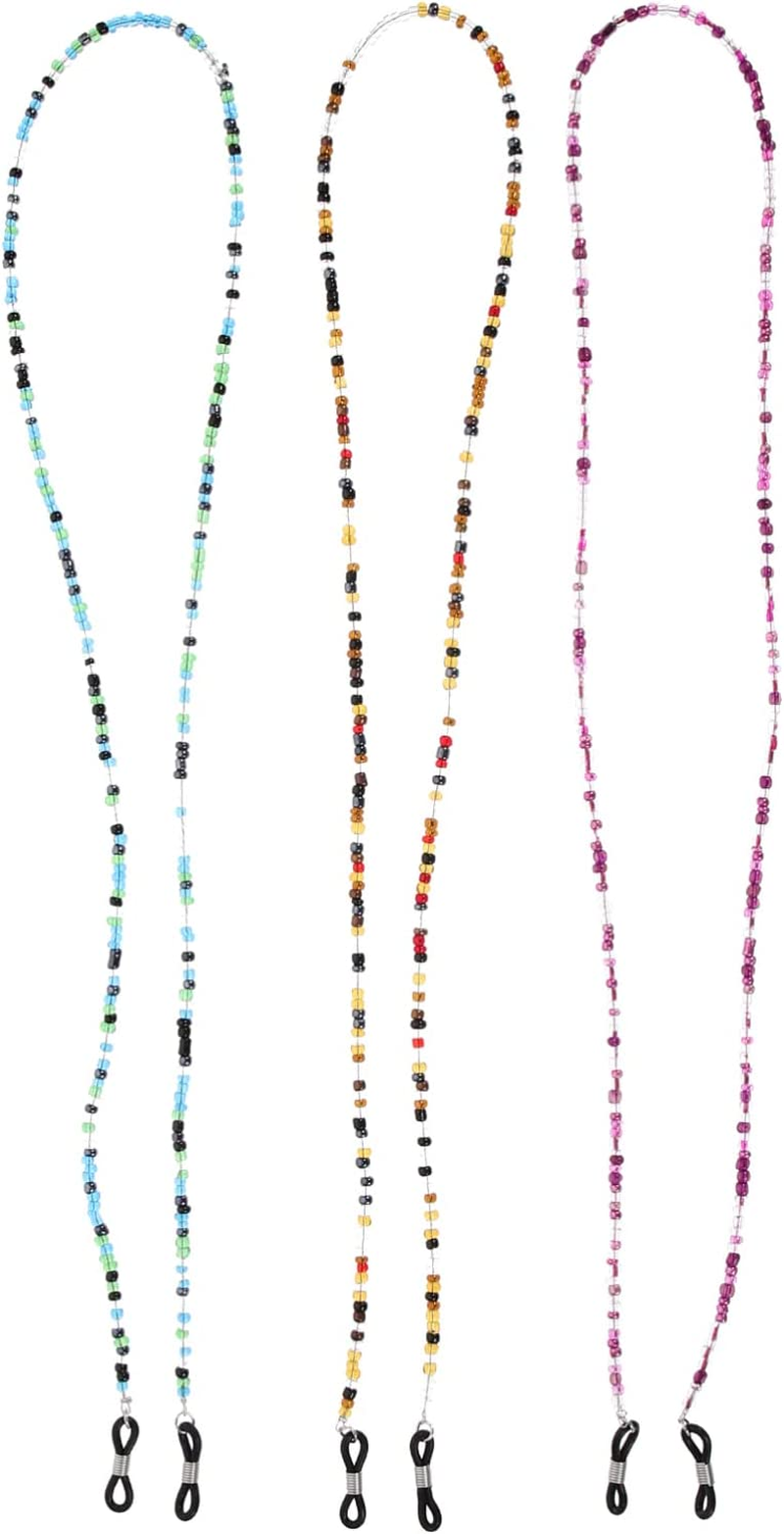 POPETPOP 3Pcs Beaded Eyeglass Chains Glasses Hanging Ropes Glasses String Holder Face Cover Neck Lanyard Sunglasses Chain Cord Eyewear Retainer Strap image number 4