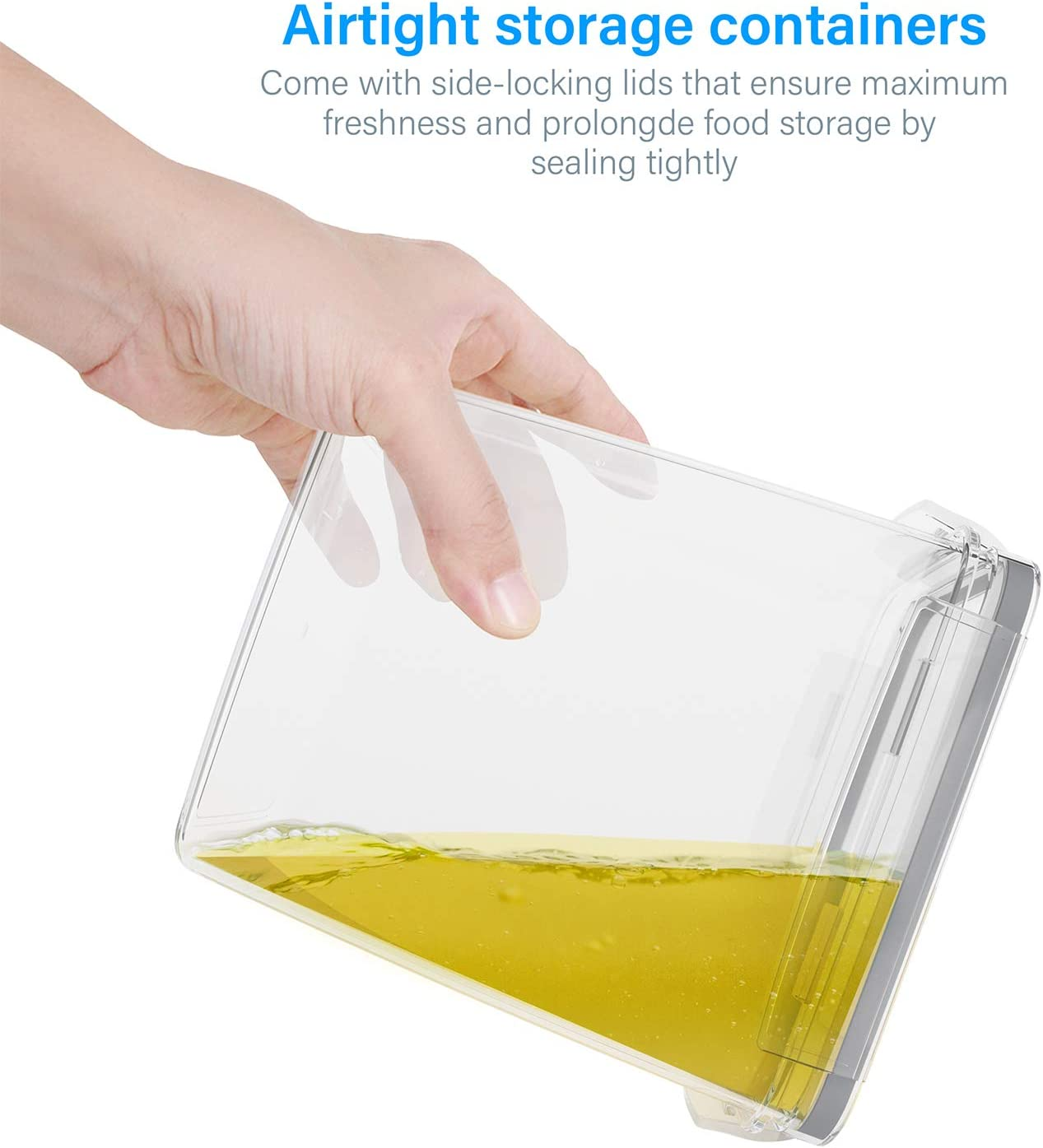 Airtight Food Storage Containers 9 Pieces 1.5Qt / 1.6L- Plastic PBA Free Kitchen Pantry Storage Containers for Sugar, Flour and Baking Supplies - Dishwasher Safe image number 6