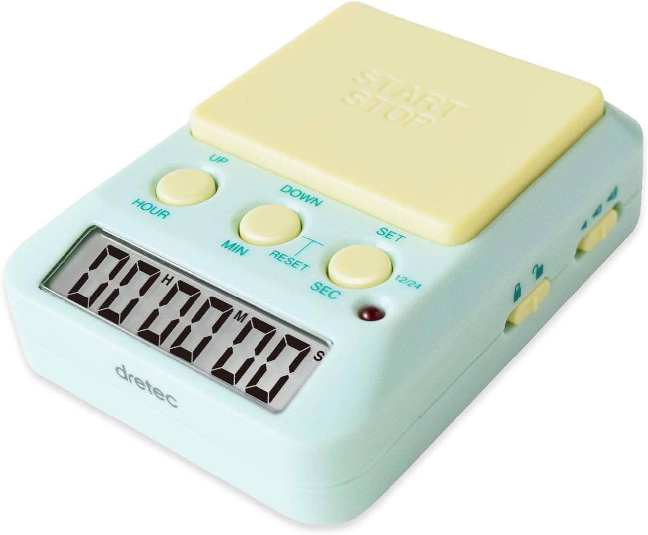 Dretec Learning Timer, for Studying, Large Button, Count Function until the Target Date, Green, Yellow, Officially Tested in Japan(1 Starter AAA Battery Included) Functions