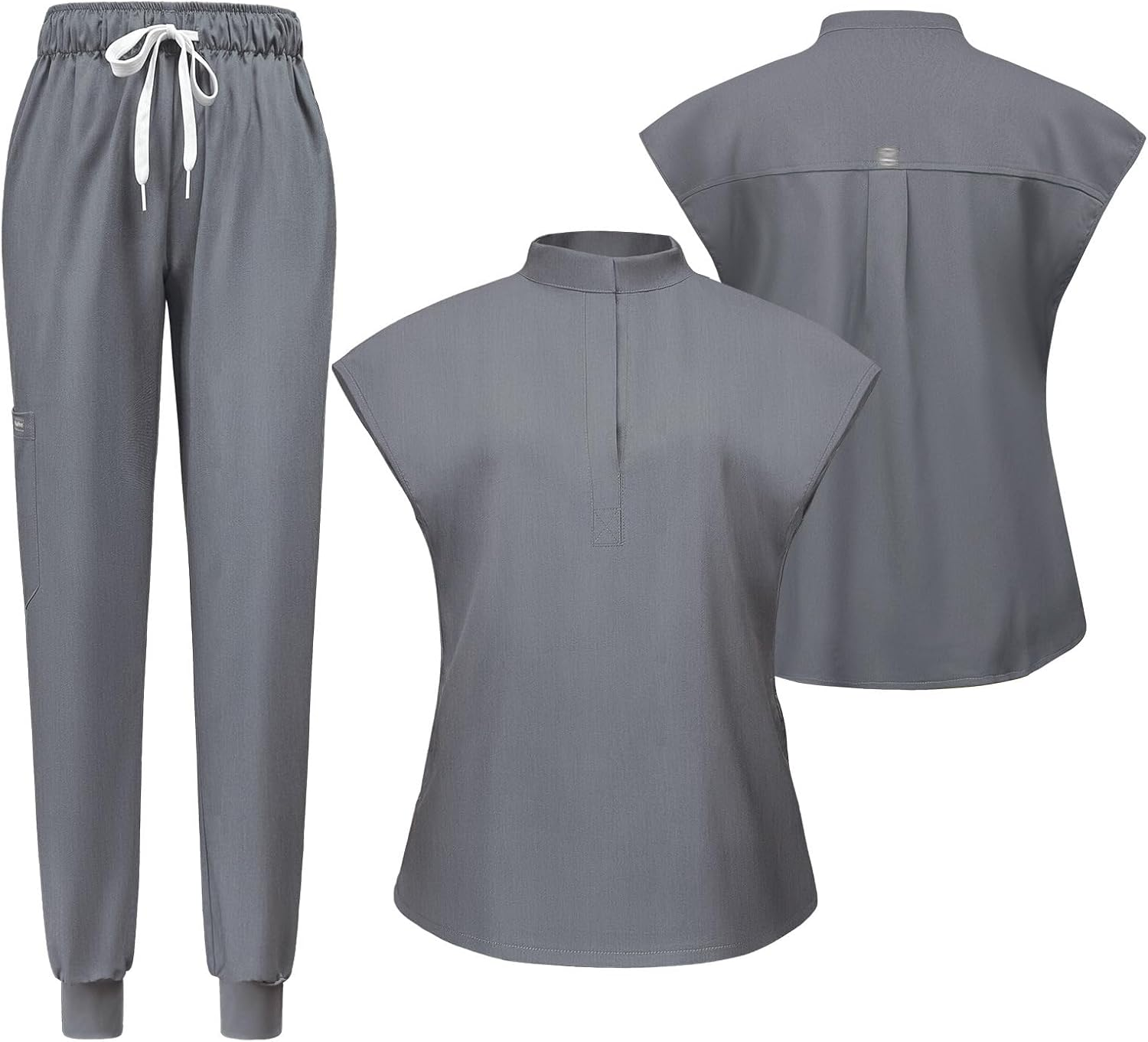 Meichoon Women'S Medical Scrubs Separate Set Stand-Up Neck Stretch Top with 2 Side Pockets Tapered Yoga Pants Soft & Wrinkle Resistant DK55 image number 5