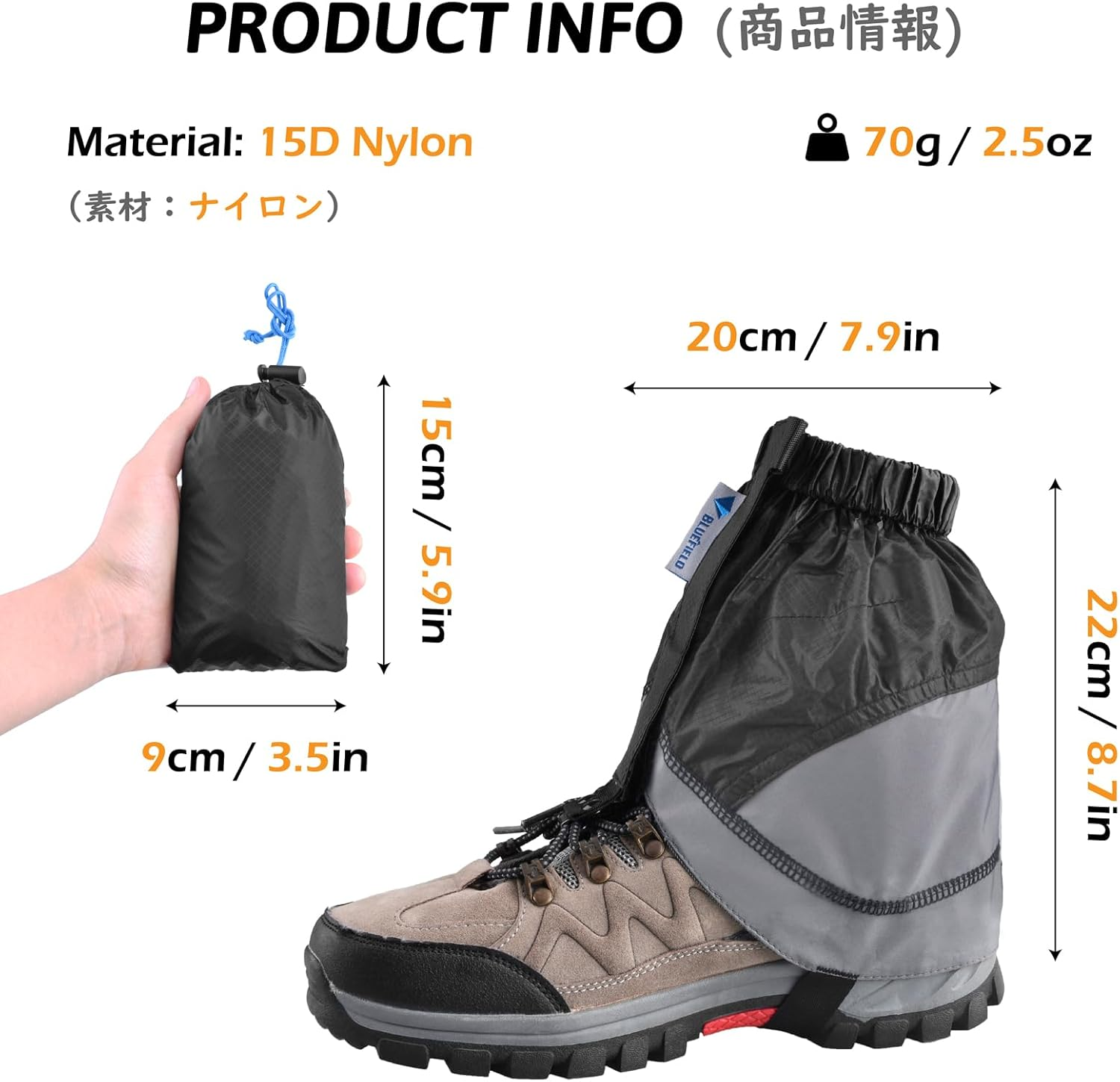 TRIWONDER Gaiters Low Gators Lightweight Gators Waterproof Ankle Gaiters for Hiking Mountain Climbing Travelling