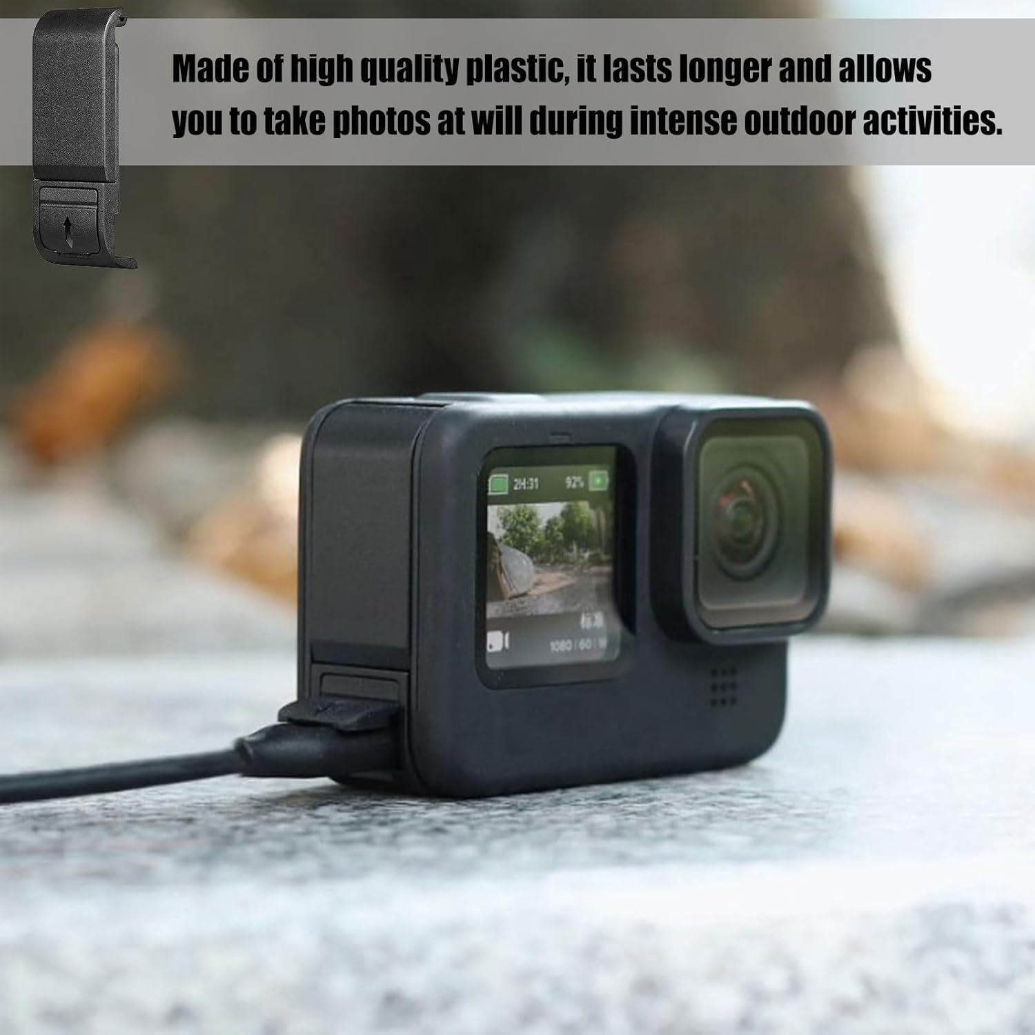 Replacement Battery Cover for G0Pro 9/10/11/12/13, Sports Camera Battery Cover, Removable Battery Cover with Type-C Charging Port for G0Pro, Replacement Protective Case Side Cap G0Pro Battery Dust