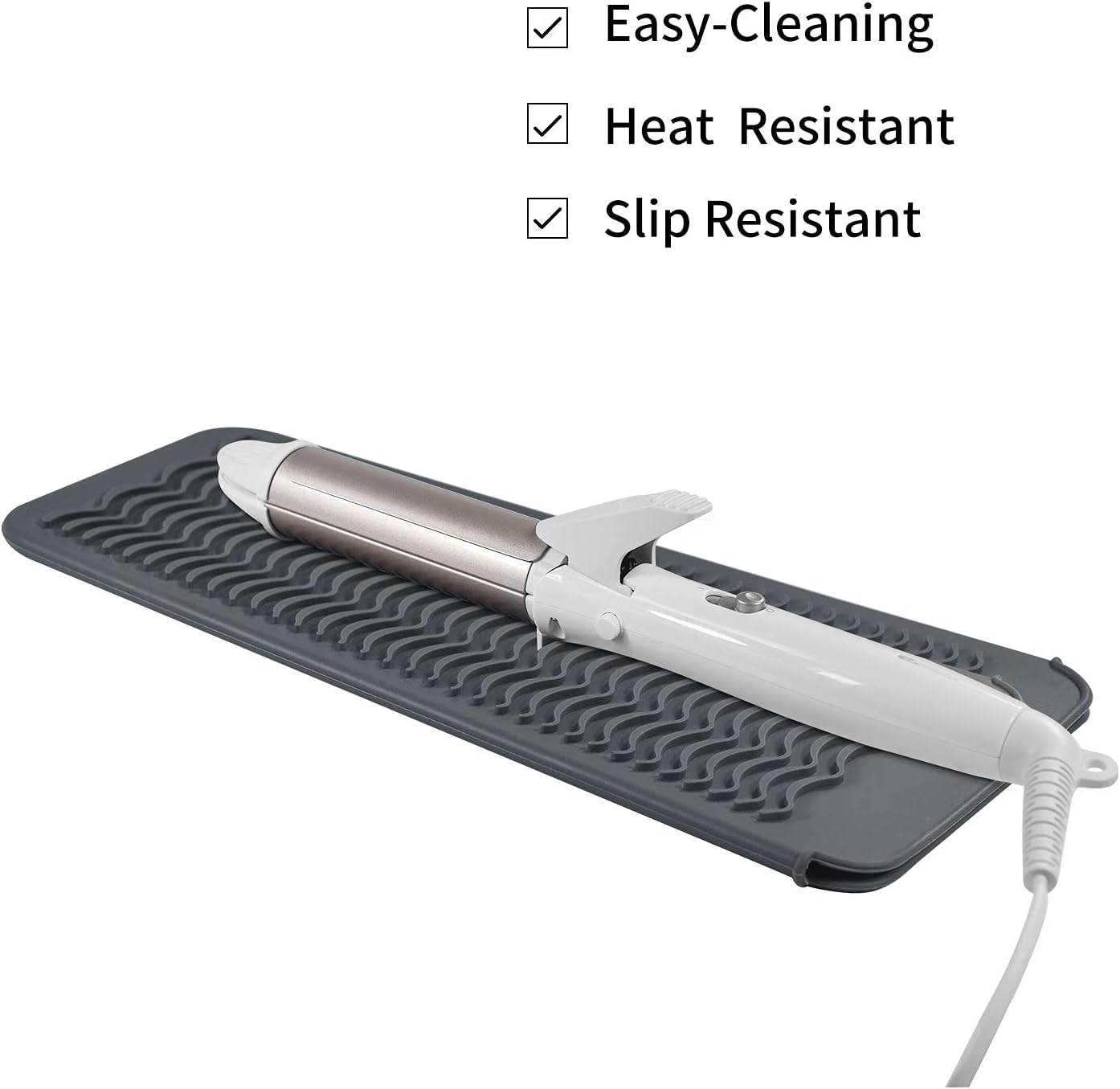 EIOKIT Silicone Heat Resistant Mat for Hair Iron, 11 X 5 Inch, Grey, 1 Pack image number 2