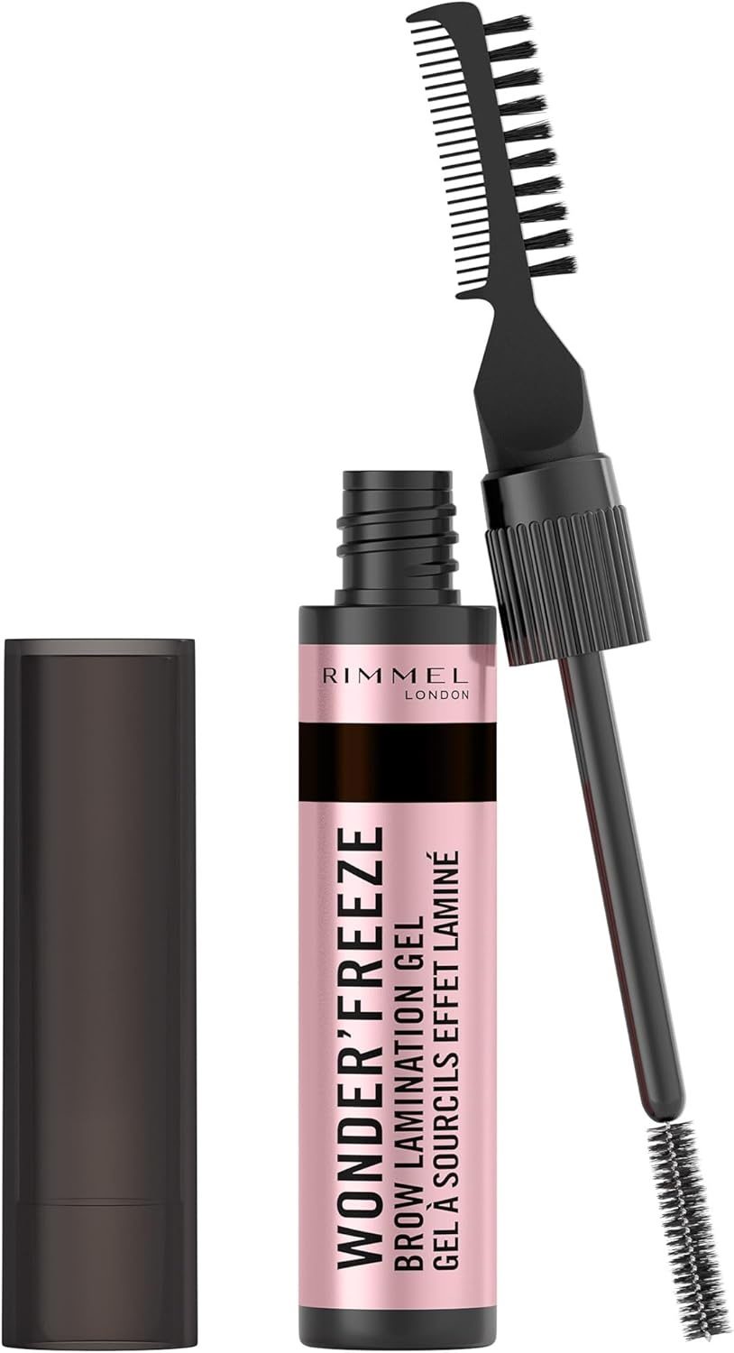 Rimmel Wonder'Freeze Brow Lamination Gel, 001 Clear, Brow Wax, Sculpts Brows, Lightweight, Vegan Formula