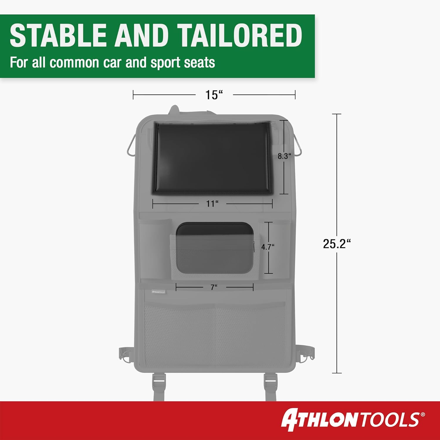 ATHLON TOOLS the Most Stable Car Seat Organiser with Reinforced Back Panel, Food-Safe, with Integrated Tablet Holder, with Extra Pencil Case, for Business and Children, Designed in Hamburg image number 1