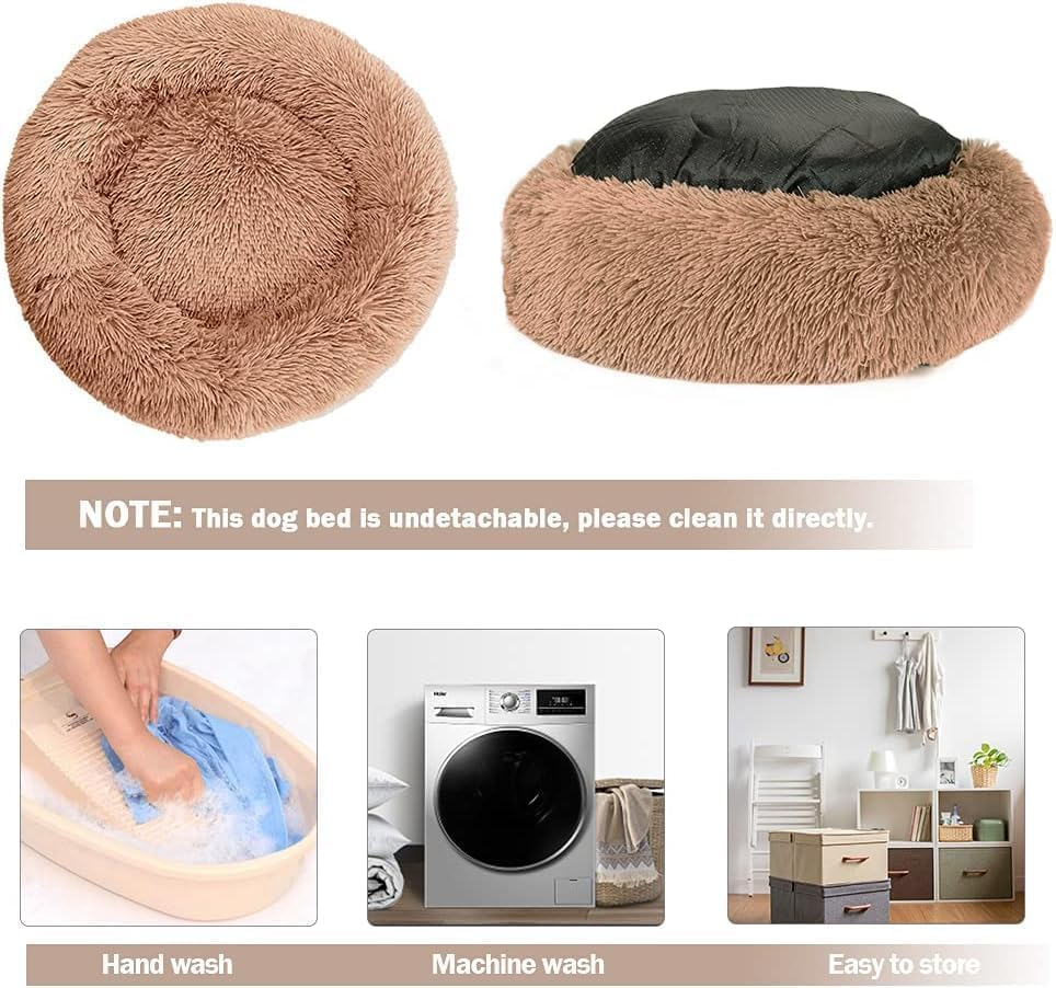 Bliss Gifts & Homewares Donut Dog Bed I Comfortable Waterproof Plush Pet Bed I Anti-Slip Bottom Warm & Soft round Self-Heating I Anti-Anxiety Beds for Cats Puppy Rabbit Dogs (Brown, 80Cm) image number 3