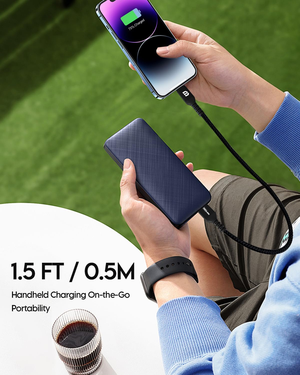 Brexlink USB C Fast Charging Cable(3 A), USB C to USB a Charger (2 Pack), Nylon Braided Fast Charging Cord for Samsung Galaxy S10 S9 S8 Note 9, Pixel, LG V30 G6 (1.5 Feet, Grey) image number 3