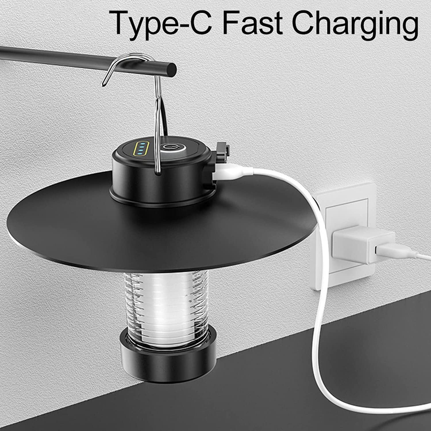 EZONEDEAL Camping Lantern, Outdoor Rechargeable Camping Lamp Lantern with Magnet Lampshade Tripod Fast Charging, Emergency Survival Lightweight Portable Tent Light, Warm Light image number 1