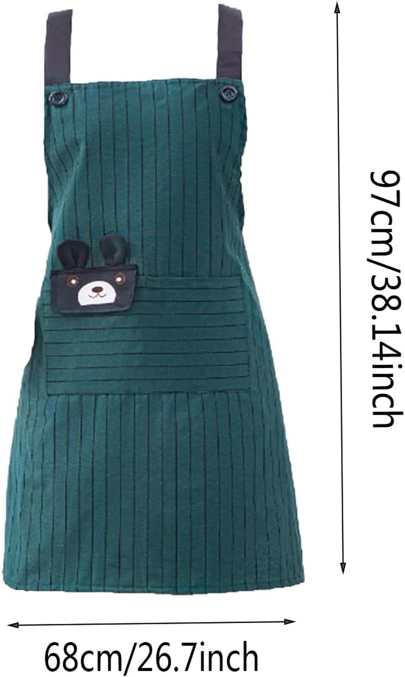 Kitchen Cooking Apron, Chef Apron Cute Apron for Women，Cotton and Linen Apron Kitchen BBQ Artist Painting Apron 1 Pack (Navy Blue) image number 2