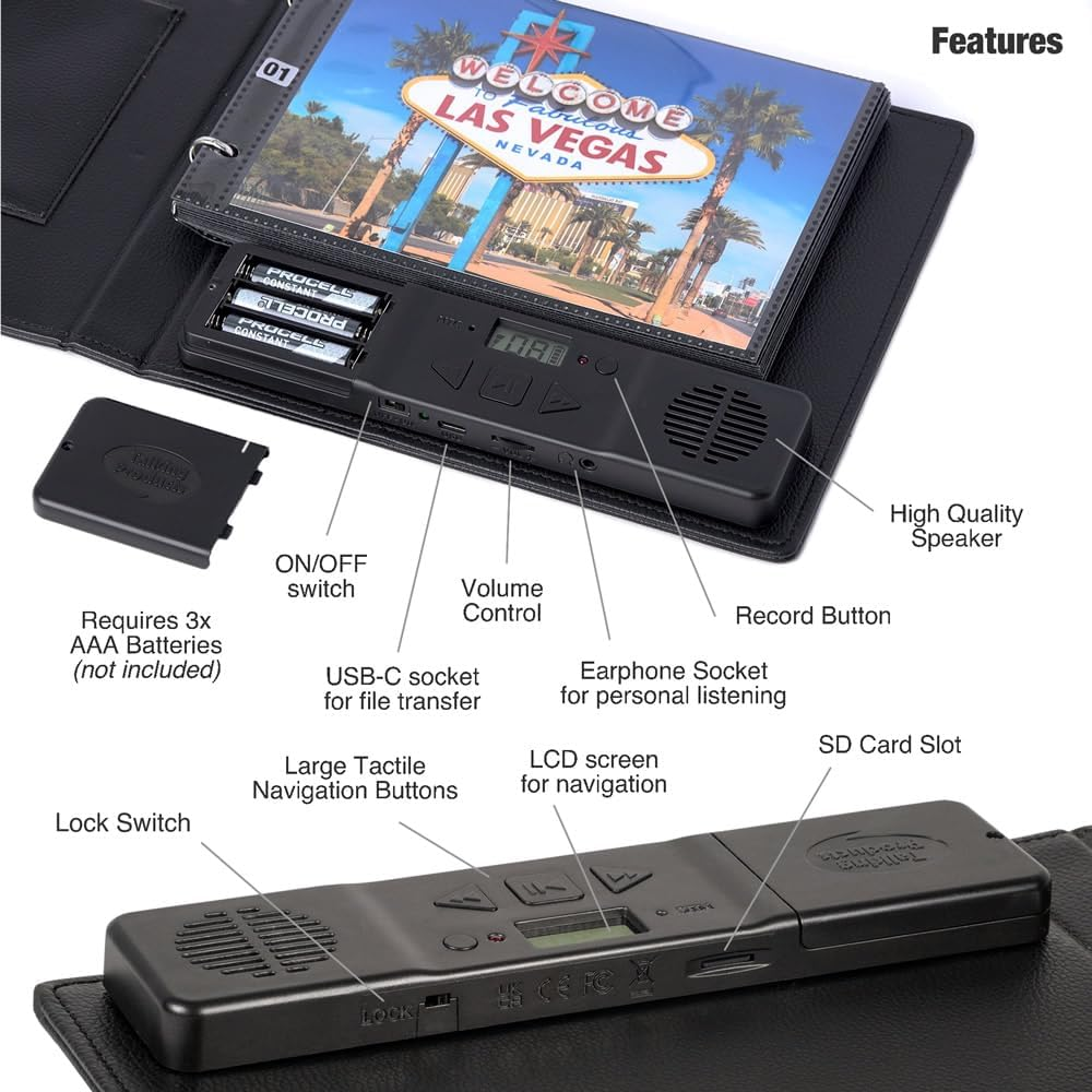 Talking Products, Voice Recordable & MP3 Talking Photo Album. 2 Hours Recording Time. Faux Leather Cover and 30 7X5" Pages. Create Your Own Memory Book or Welcome Book for Adoption (Deluxe Edition) image number 3