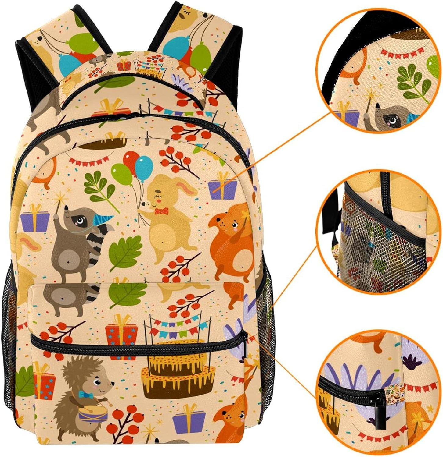 Hedgehog Rabbit Fox Raccoon Backpack Students Shoulder Bags Travel Bag College School Tote Backpacks image number 1