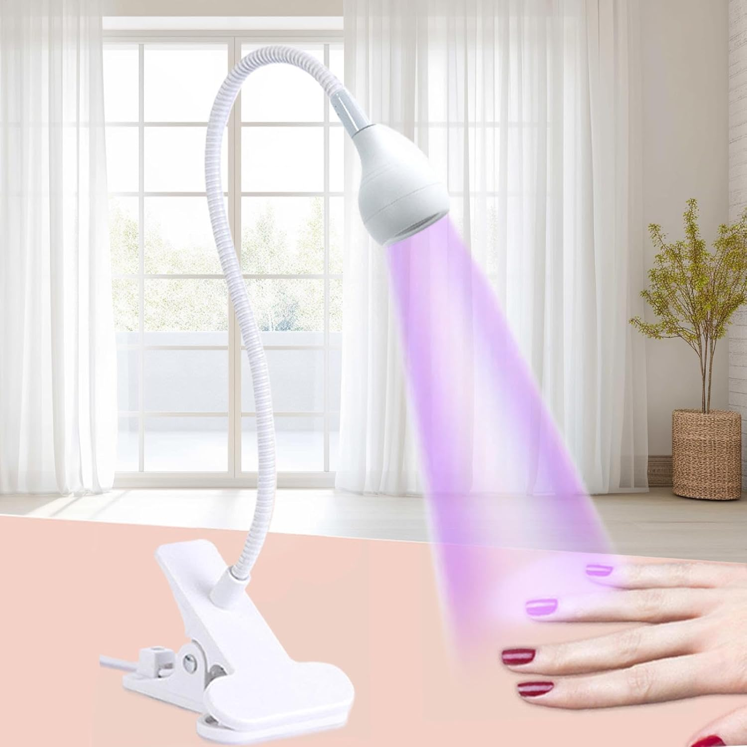 Gooseneck UV Lamp for Gel X Nails - Gooseneck LED Nail Light for Gel Nails, Clamp on Nail Lamp - Nail Accessories, Manicure Dryer, Small Portable UV Lamp for Home Salon, Fast and Even Curing image number 6
