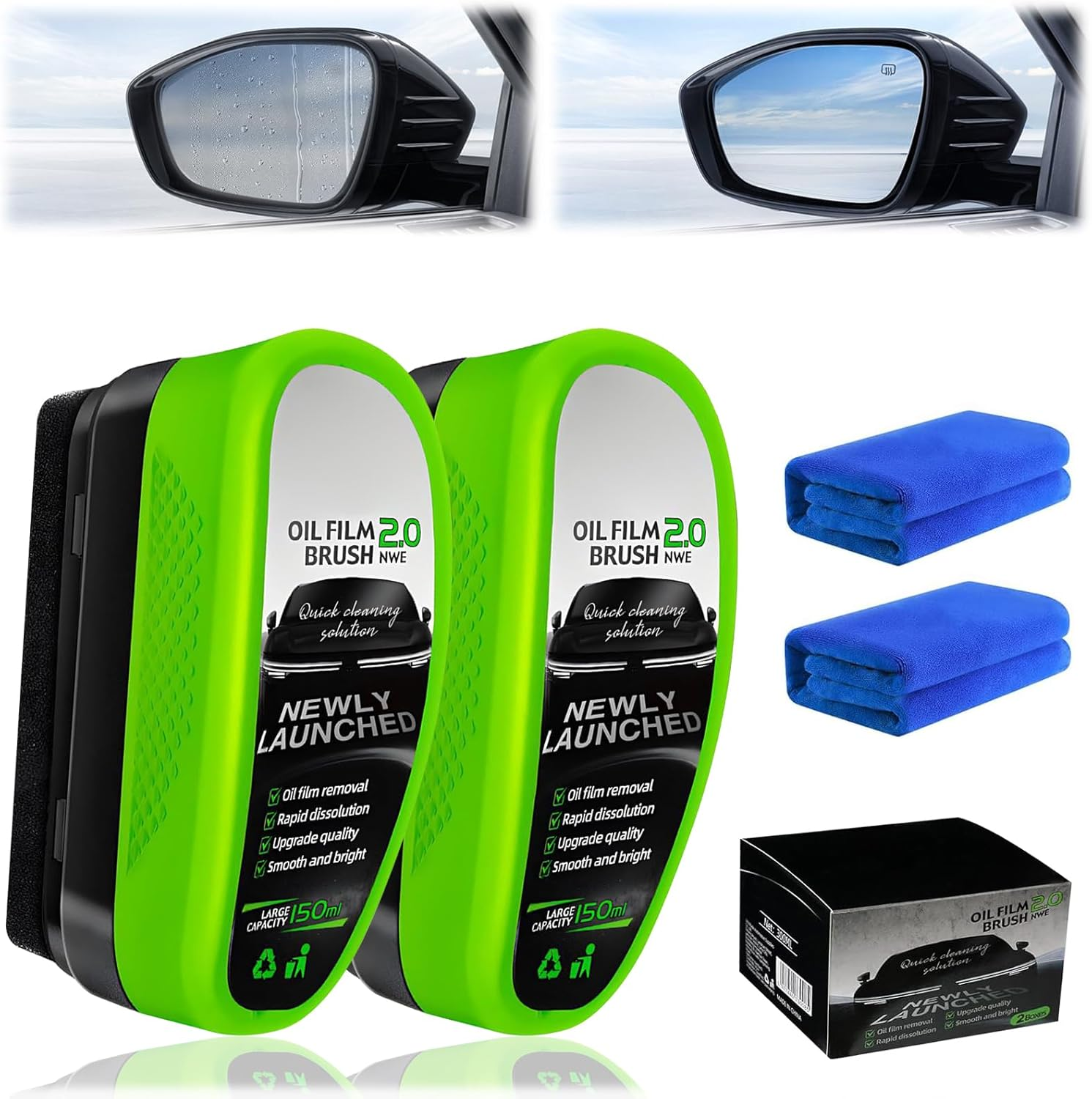 2025 New Upgrade Automotive Oil Film Cleaning Brush 2.0, 2-Pack Car Glass Oil Film Cleaner Remover Strong Front Windshield Remover Glass Coating Cleaning Board Brush for Windshield image number 4