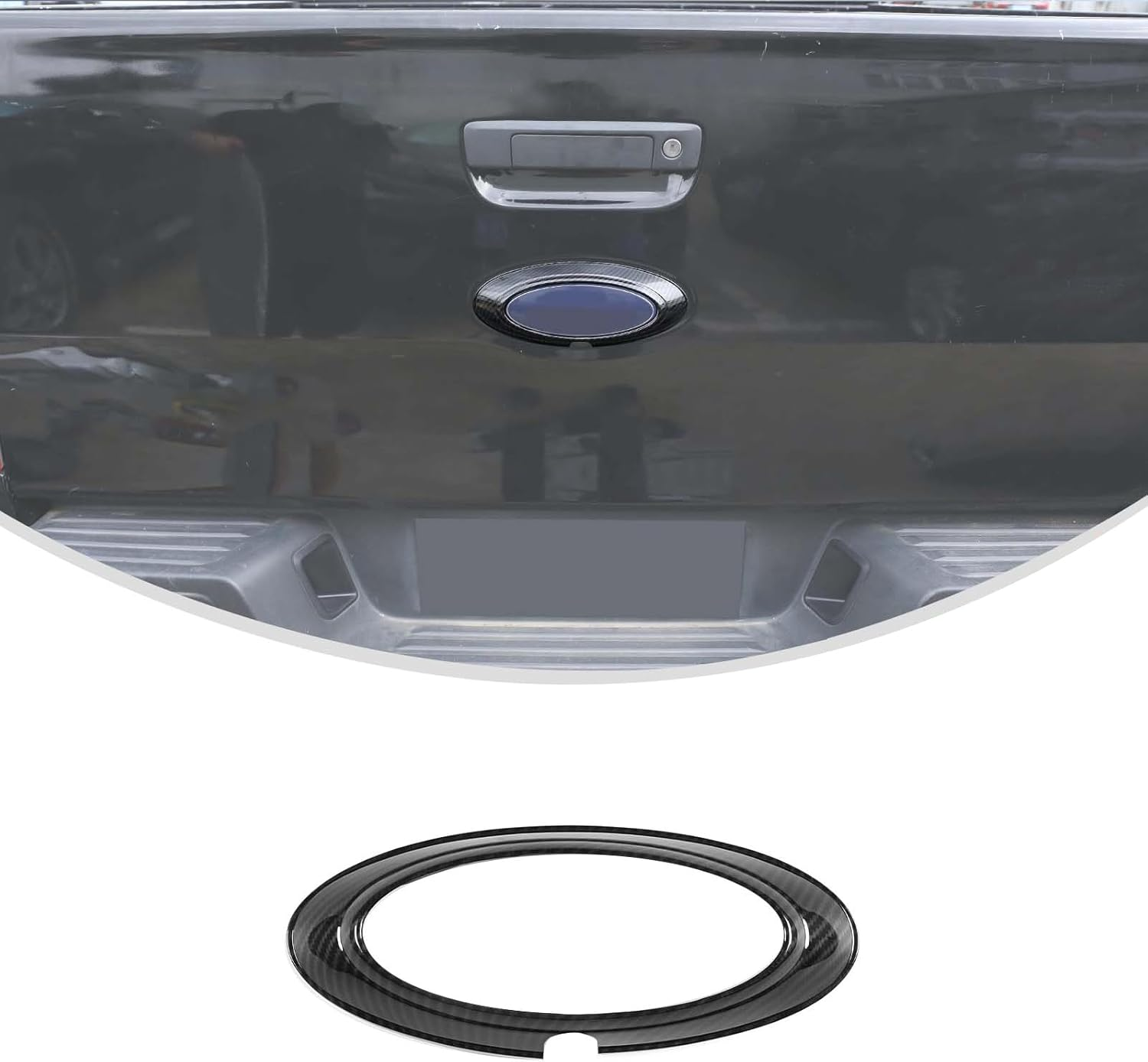 Yinaniutos Tailgate Emblem Frame Trim Compatible with Ford Ranger 2015-2021 Accessories | ABS Plastic Rear Logo Trim Cover | 1PC Set (Matte Black)