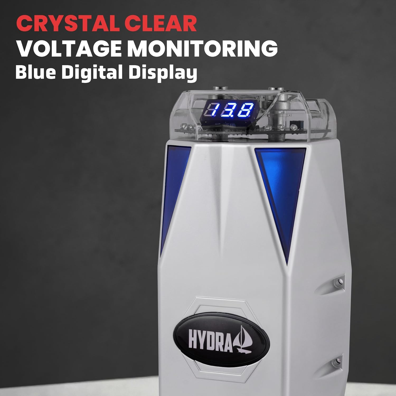 Pyle 0.3 Farad Digital Power Capacitor, High-Performance Car Audio Accessory with Blue Digital Display Voltage Readout and LED Flash, over Voltage Protection, Mounting Hardware, DC 12-24V