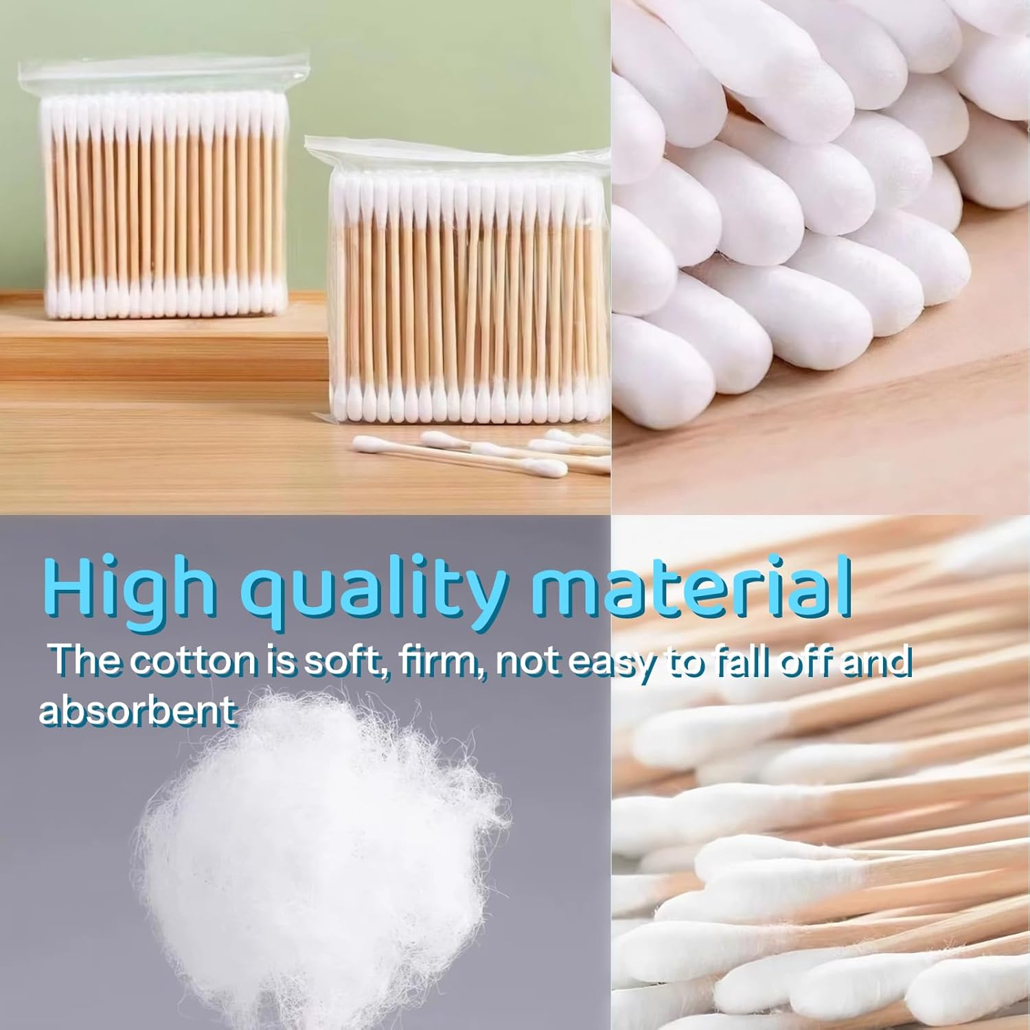 Fortuneglobe 500 Pieces Bamboo Cotton Swabs | Dual Round-Tipped | Makeup, Ear Care, Pet Grooming & Precision Cleaning Tools​​