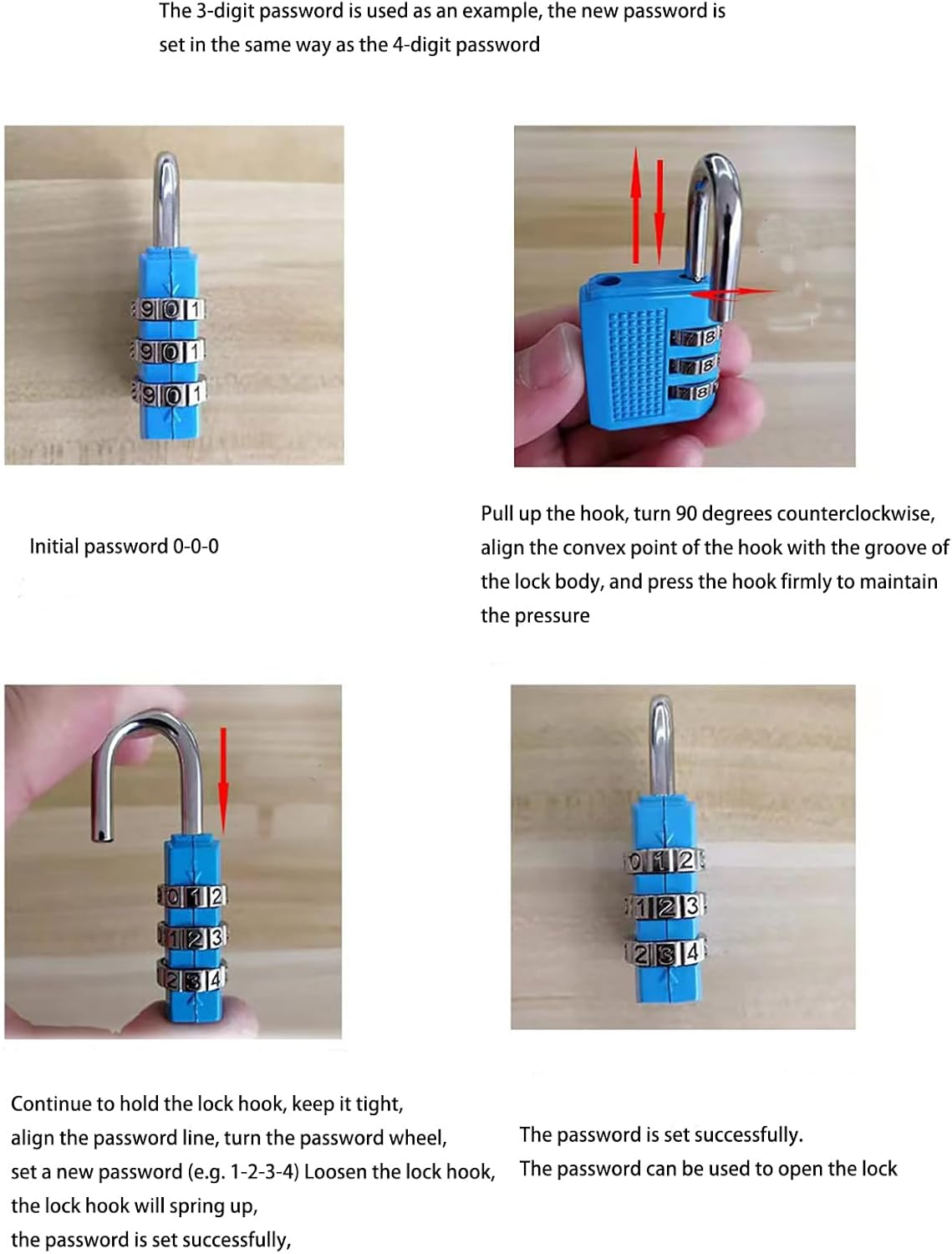 3 Pcs Combination Lock 4 Digit Outdoor Waterproof Padlock For, Sports Locker, Fence,School Gym Locker, Hasp Storage,Toolbox, Gate, Case image number 3