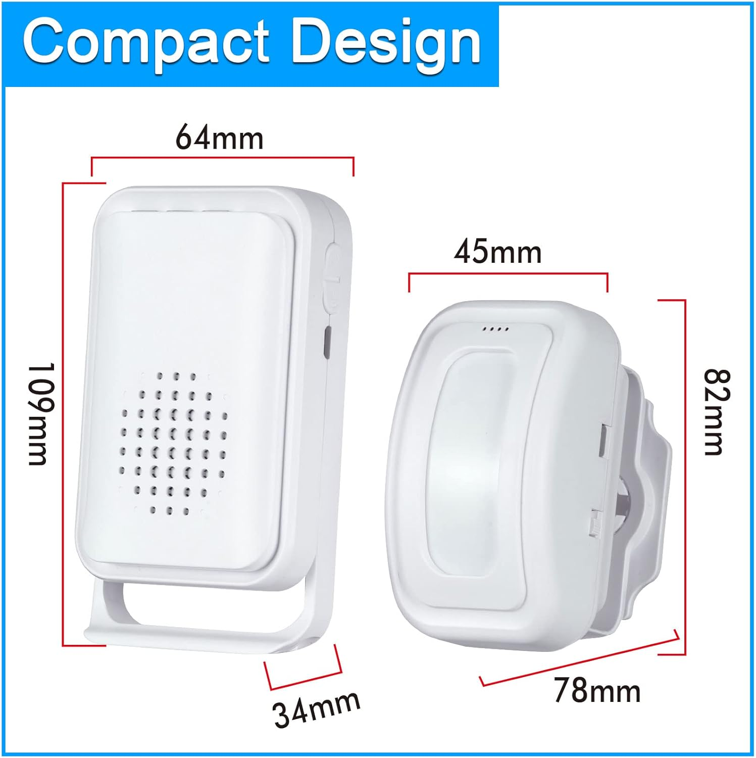 Motion Sensor Alarm Door Chime for Business When Entering Store Entry Alert Welcome Buzzer Monitor Alarm for Home Elderly Kids Caregiver Reminder, LED Indicator & Vibration image number 1