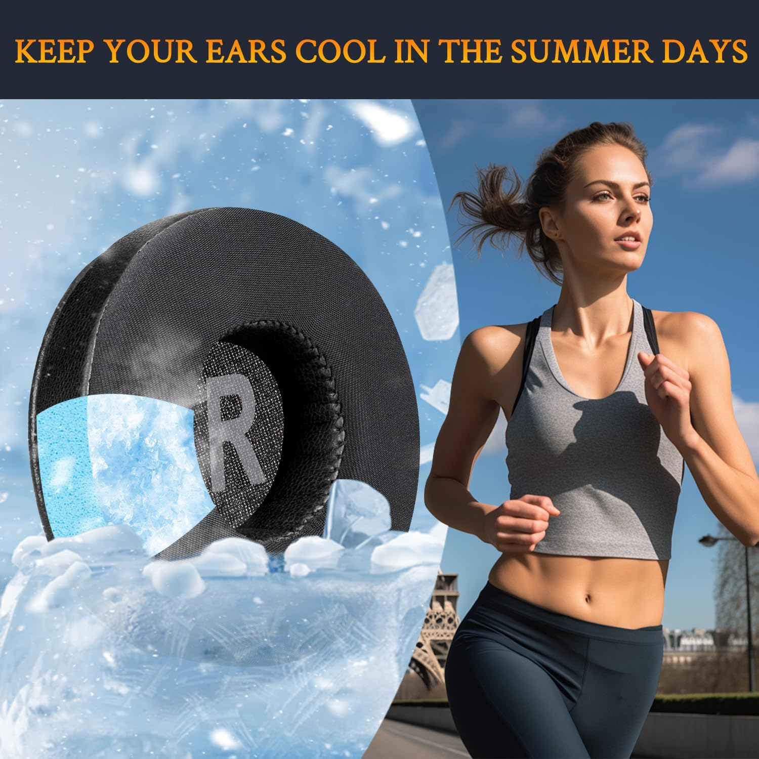 SOULWIT Cooling Gel Earpads Replacement for Sennheiser HD25/HD25 Light(Lite)/Hd25 Plus/Hd25 Special Edition/Hmd25/Hme25/Hmec25/Hd250Bt Headphones, Ear Pads Cushions with High-Density Foam - Black - Protein Leather-Orange image number 5