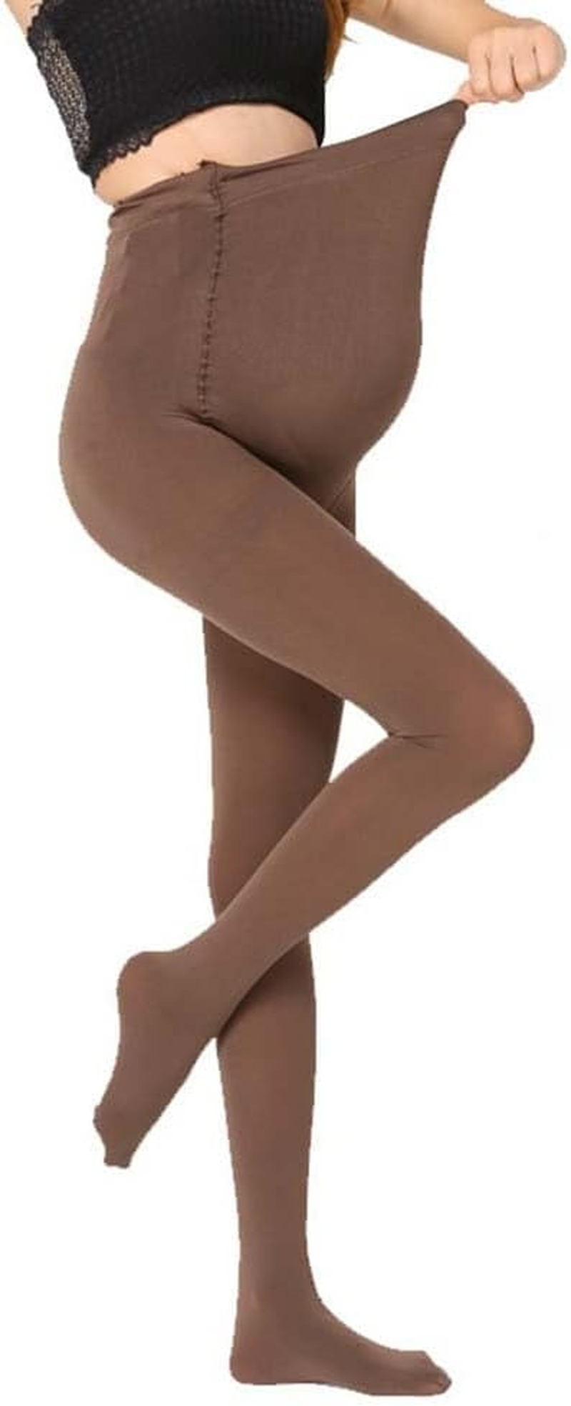 Maternity Pantyhose Tights for Pregnancy &ndash; 120D Opaque High Waist Thermal Stockings, Stretchable Belly Support Tights