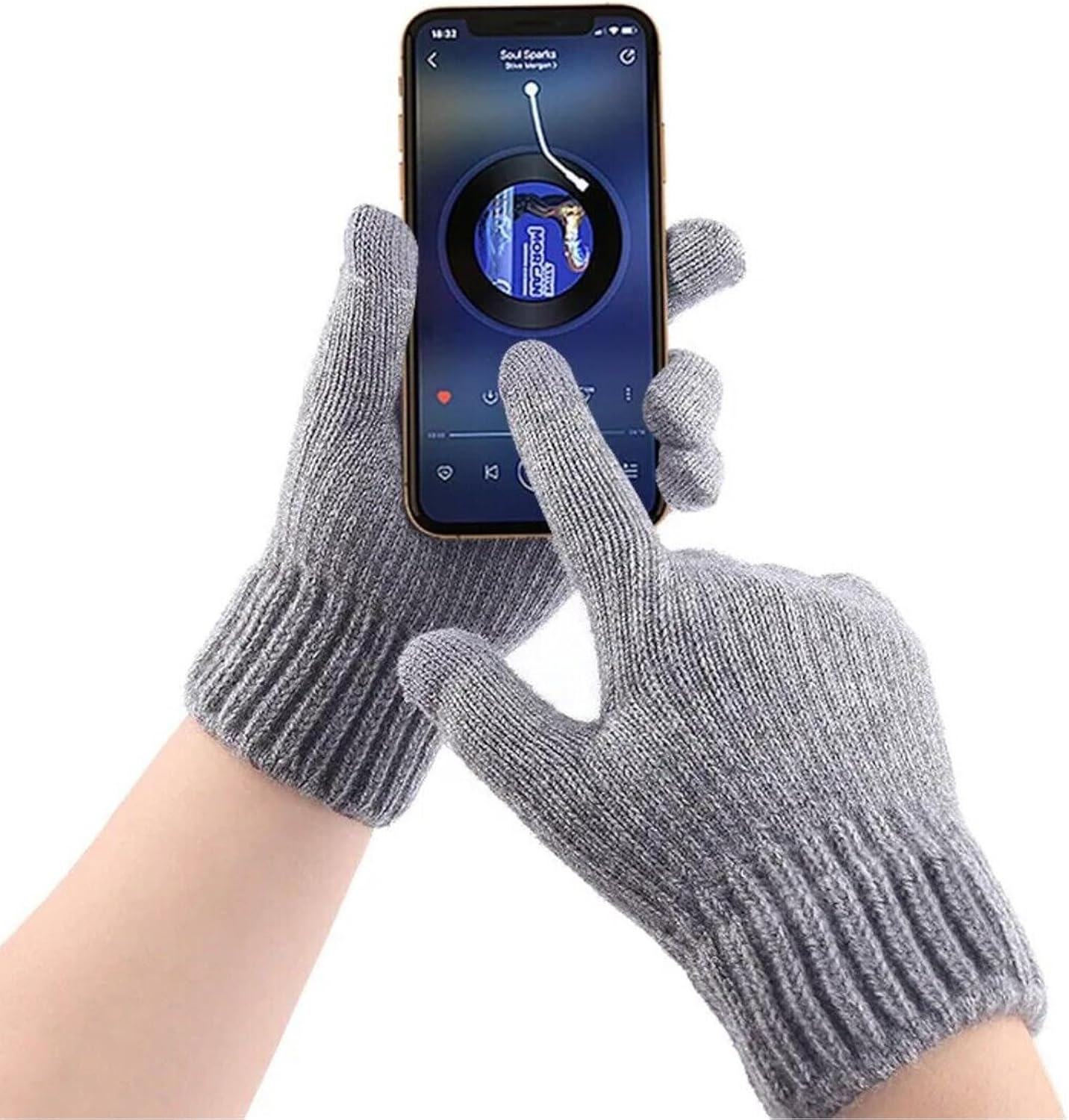 Women Gloves Winter Touch Screen Knitted Warm Gloves, MH MOIHSING Elastic Warm Fleece Anti-Slip Working Running Gloves for Women, Winter Gloves for Skiing Cycling Hiking Driving Outdoor Sports (Kahki) image number 1