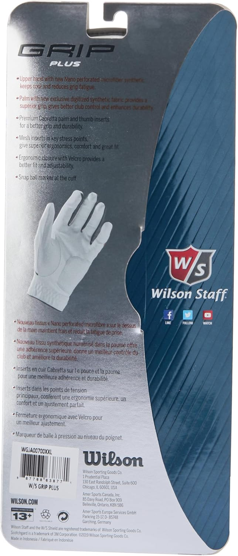 Wilson Men'S Grip plus Left Hand Golf Glove, White, Xx-Large