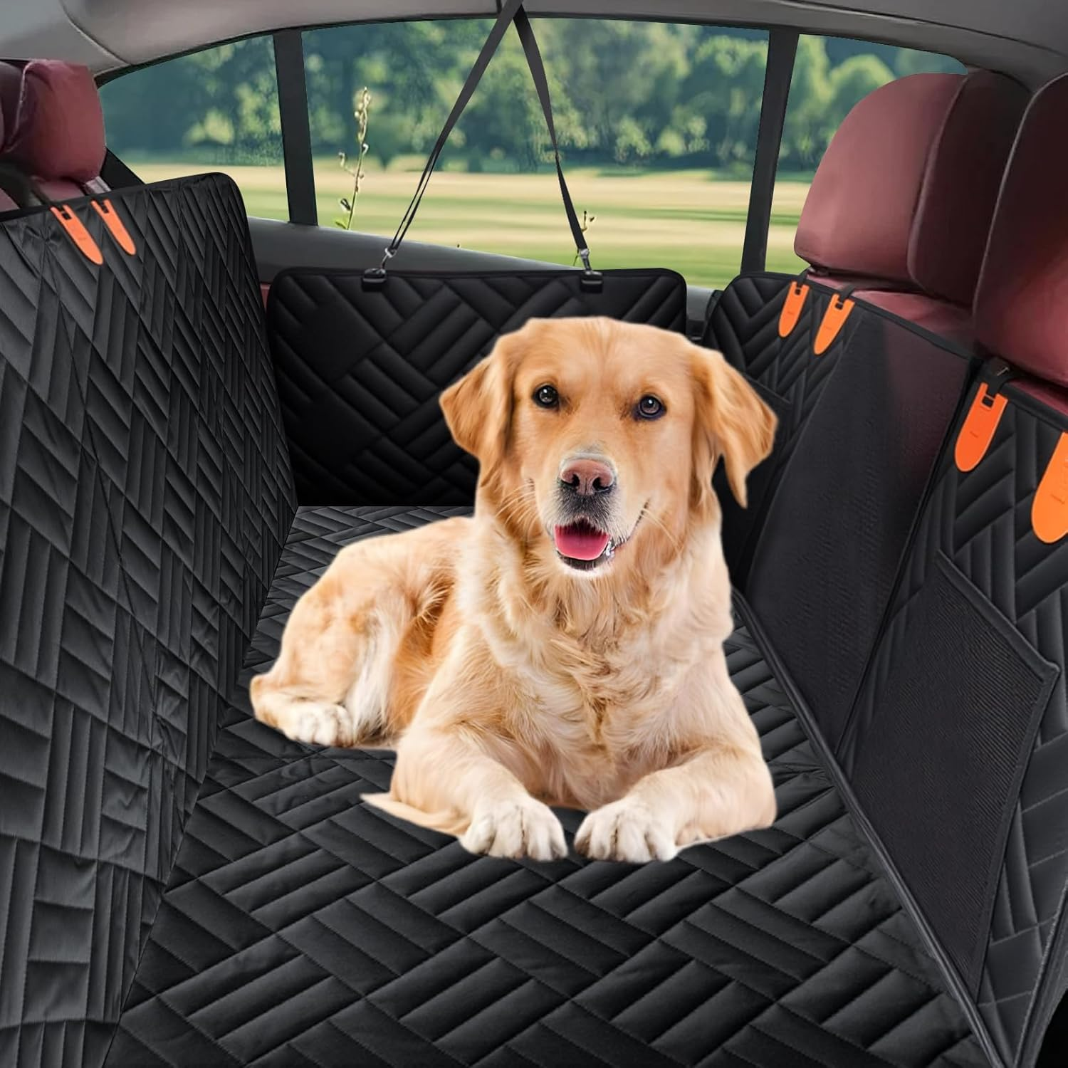 Large Space Hard Bottom Dog Car Seat Cover,Dog Car Seat Extender with Mesh Window,Waterproof Dog Hammock,Hard Bottom,Wear-Resistant,Machine Washable,Suitable for Cars,Suvs,Trucks image number 2