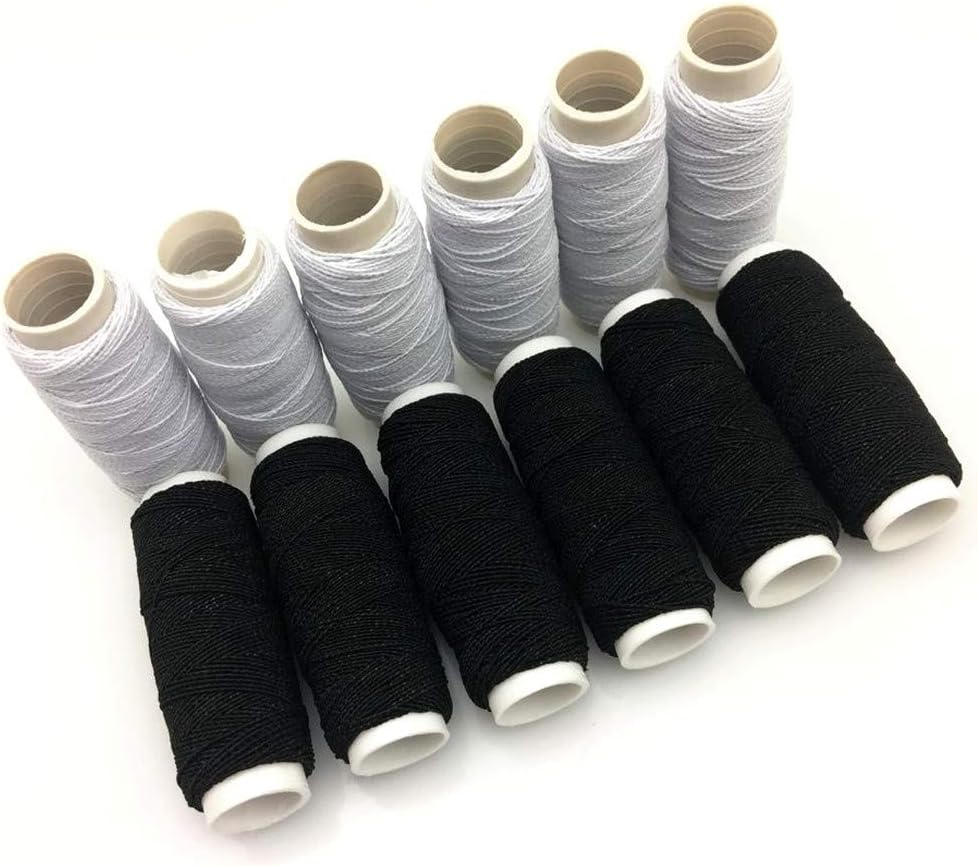 FQTANJU round Shirring Elastic Craft Cord（6 Black+6 White） - Style4 image number 4