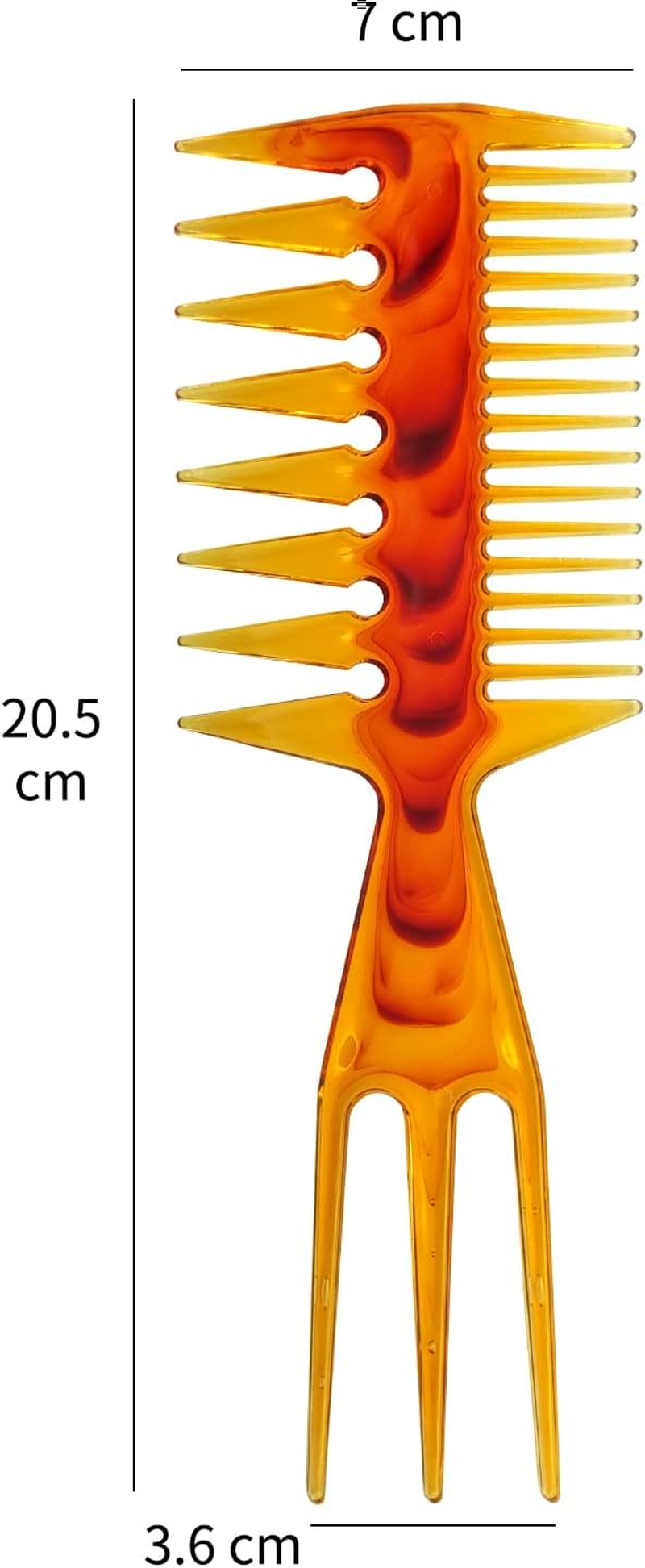 Losaria Hair Pick Comb, 3 in 1 Fish Tail Bone Shape Professional Stylist Comb, Amber (Hairdressing Salon, Home Personal Application, All Kinds of Hair Styling) image number 4