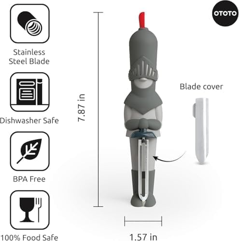 NEW!! OTOTO Sir Peels A-Lot Medieval Knight Vegetable Peeler - Swivel Vegetable Peelers for Kitchen, Cute Kitchen Gadgets, Kitchen Gifts, Potato, Veggie, Fruit Peeler, Cute Kitchen Accessories image number 3