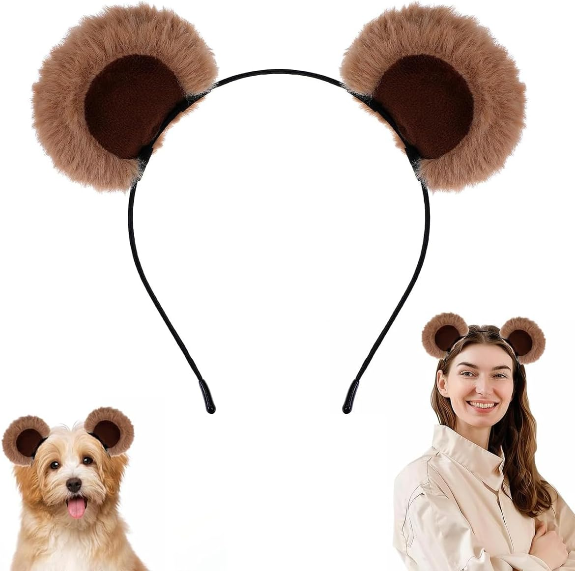 Cute Movable Plush Bear Ears Headband, Soft Makeup Headband, for Adults and Kids - Ideal for Halloween, Cosplay Parties and Daily Use image number 3