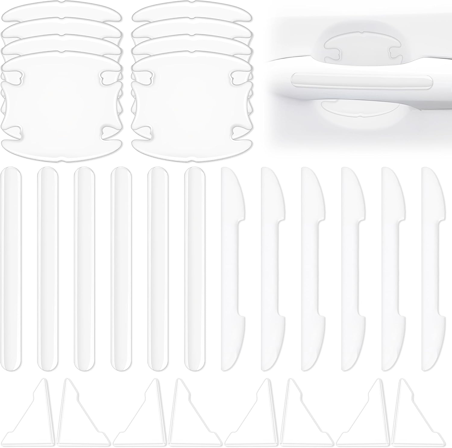 Car Door Handle Protector, 28 Pcs Car Door Handle Scratch Protectors, Clear Scratch Collision Protection Guard Side Paint Cover Stickers Doors Corner Protectors for Most image number 3