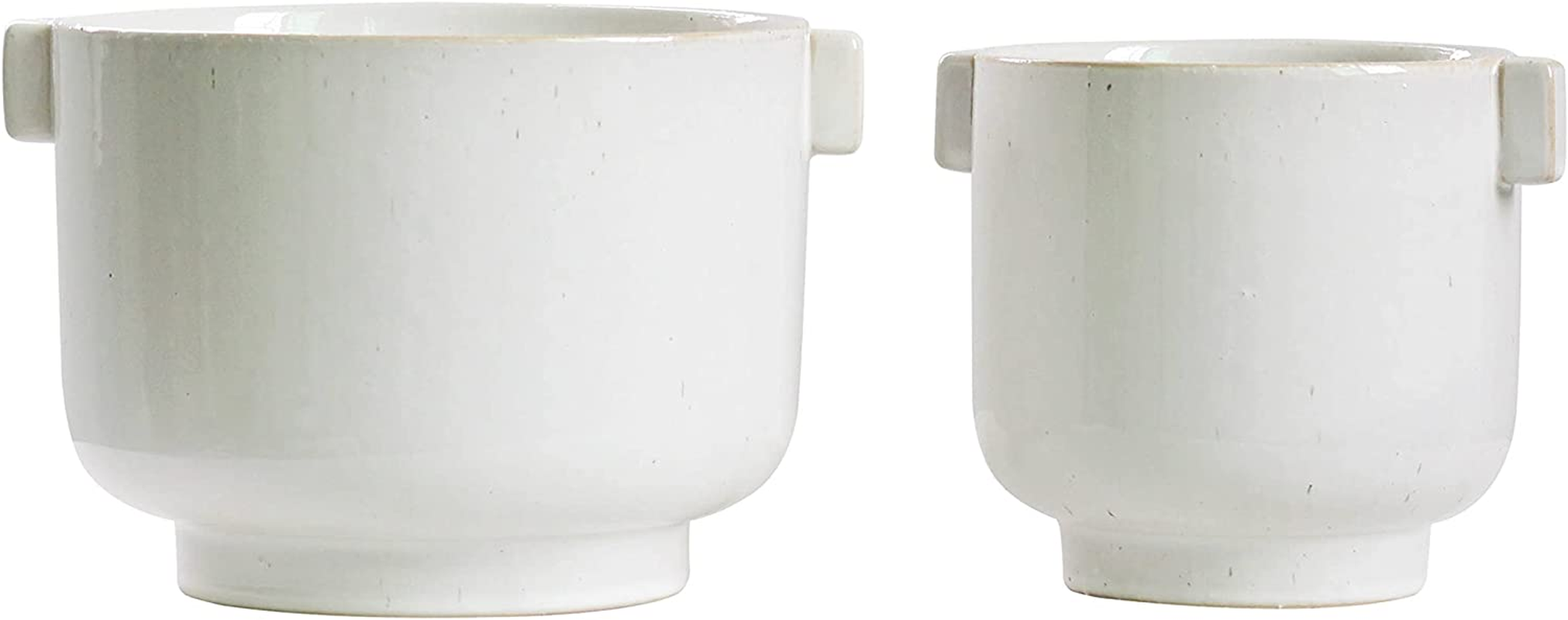 Olly & Rose Cotswolds Ceramic Plant Pot Set with Handles - Indoor & Outdoor Planters - Aged White Gloss Finish image number 5