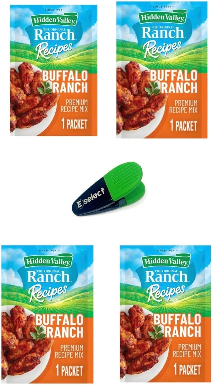 Hidden Valley Ranch Night Buffalo Ranch Premium Seasoning Mix Bundle, (4) Hidden Valley Ranch Night Buffalo Ranch Mix 1 Ounce Bundled with (1) Eselect Bag Clip image number 2