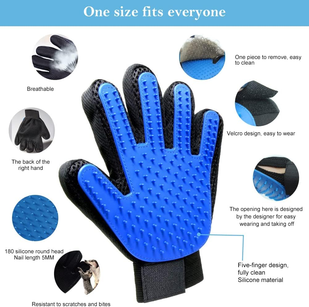 Washing Mitt for Cats, Cat Gloves, Cat Glove Grooming Brush, Silicone Glove, Cat Brush, Dog Brush, Care Glove for Pets, 1 Blue image number 3
