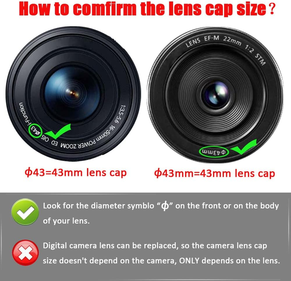 43Mm Lens Cap for Canon EF-M 22Mm F/2 and 28Mm F/3.5 Lens for M2 M3 Camera, 43Mm Center Pinch Cap for Fujinon 35Mm F/2 Lens-2Packs image number 3