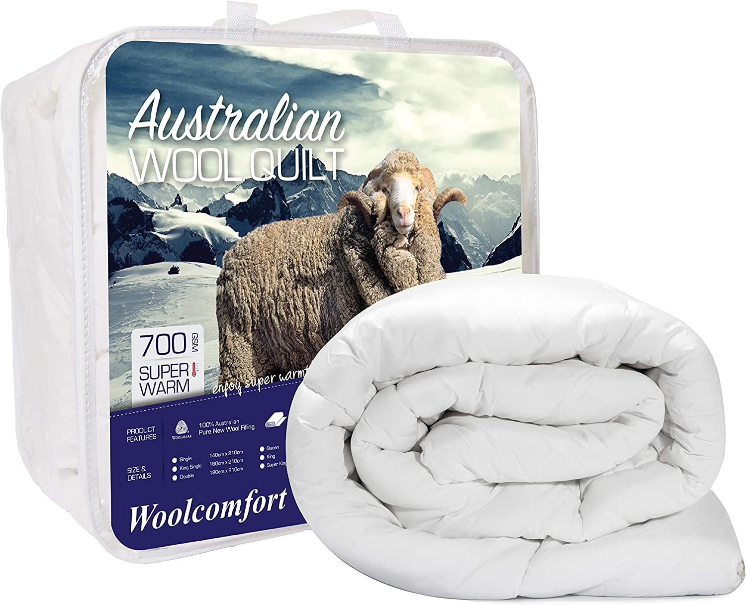 Australian Made Merino Wool Quilt/Doona/Duvet 700GSM (180X210Cm Double)