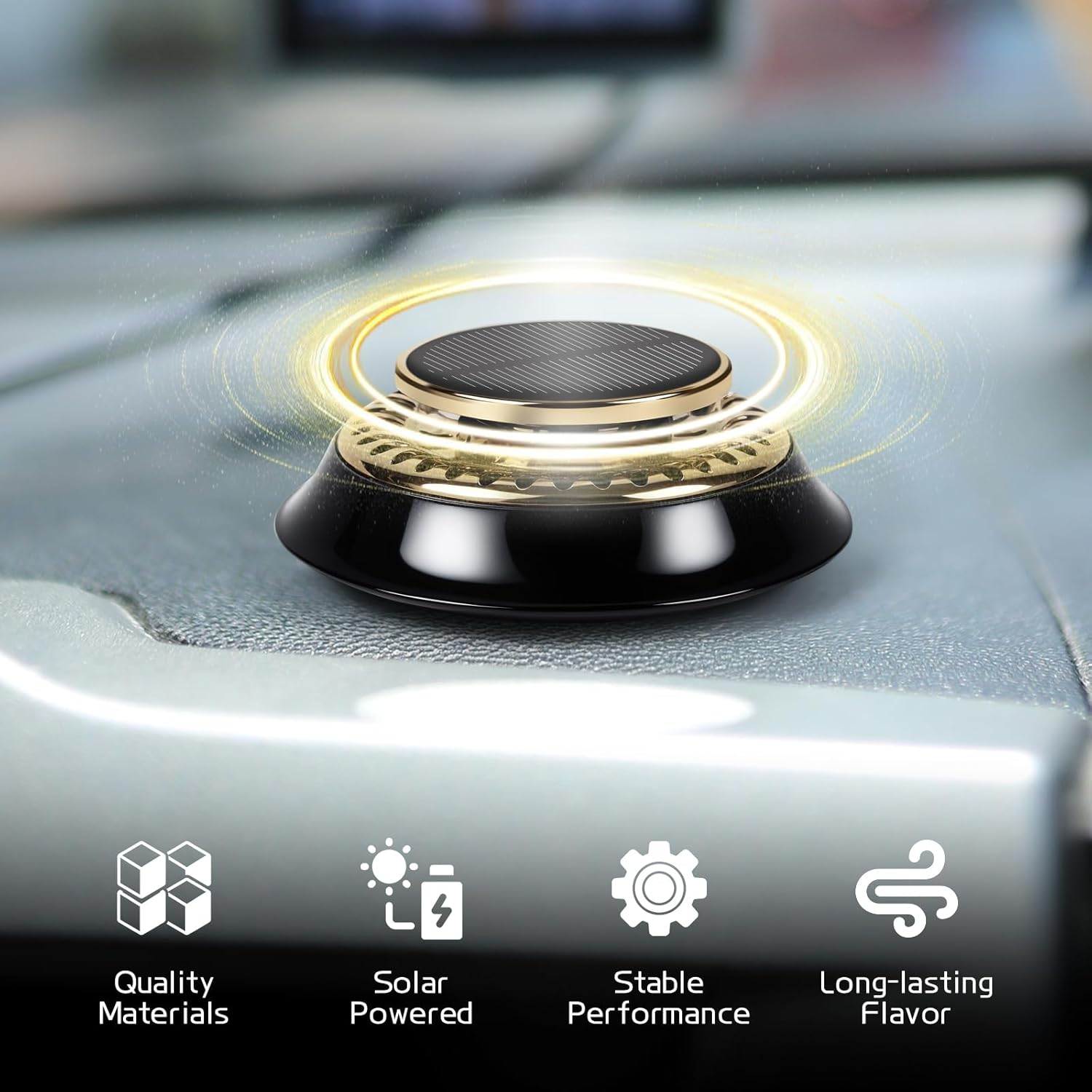 Wuyaoyao Car Air Freshener, Rotating Solar Energy Car Fragrance Diffuser, Long Lasting Automotive Scents Air Freshener Diffuser, Mini Aromatherapy Air Purifier for Most Vehicles (Black, Cologne) - White image number 6