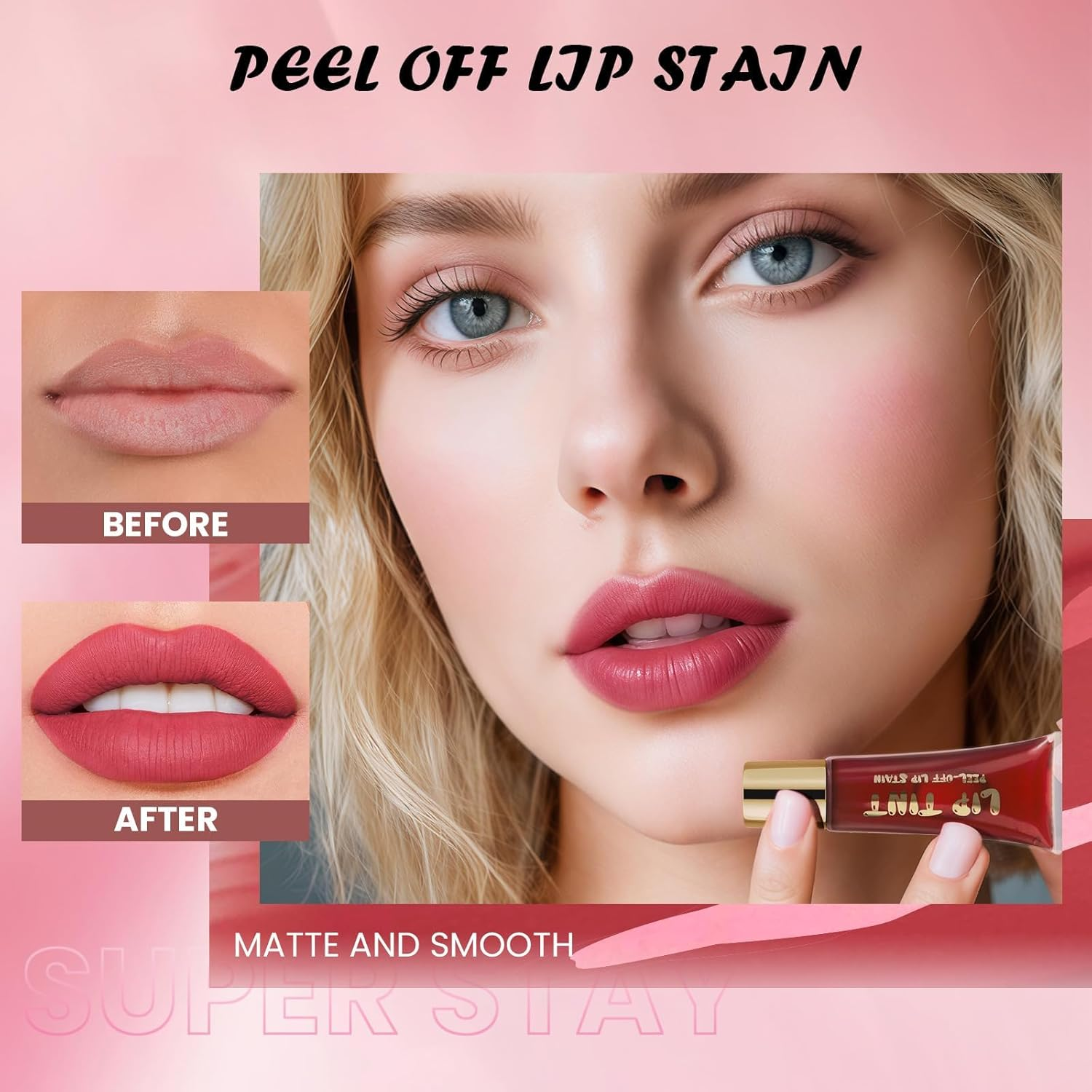 DAGEDA Lip Stain Peel Off, Non-Sticky, Transfer-Proof Tattoo Lip Tint Stain, Waterproof and Long-Lasting Peel off Lip Tint, Lip Gloss Peel off with Matte Finish (05) image number 4