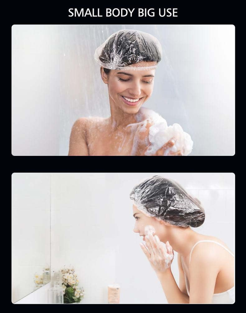 600Pcs Upgrade Disposable Shower Caps and Ear Covers for Ceizioes Waterproof Clear Hair Bath Caps, Plastic Hair Cap for Women Kids Girls, Spa, Hair, Travel, Hotel and Home Use