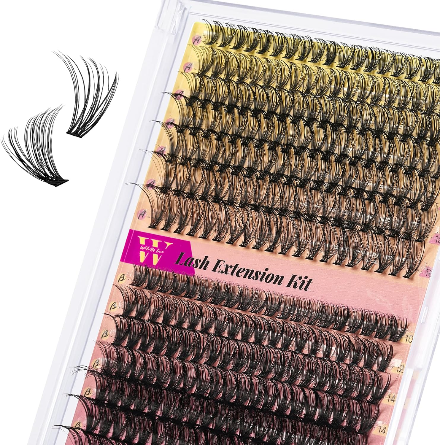 Lash Clusters Wispy 300PCS Eyelash Clusters 30D 40D Lashes Clusters 9-16Mm Cluster Eyelash Extensions Individual Lashes Soft Eyelashes Clusters with Thin Band False Eyelashes at Home(D-Mix10-18Mm) image number 5
