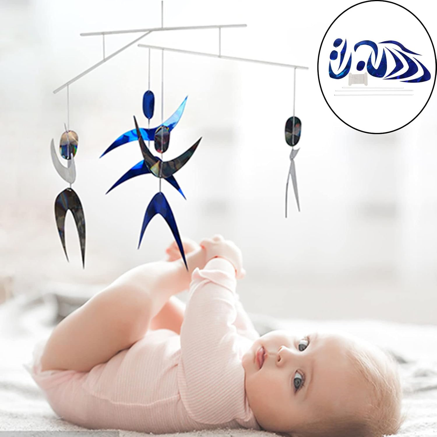 Baosity Newborn Crib Mobile Wind Chime Ceiling Decor Crafts Nursery Mobiles Montessori for Infant Stroller Photo Props 0-6 Months - DIY Material image number 2