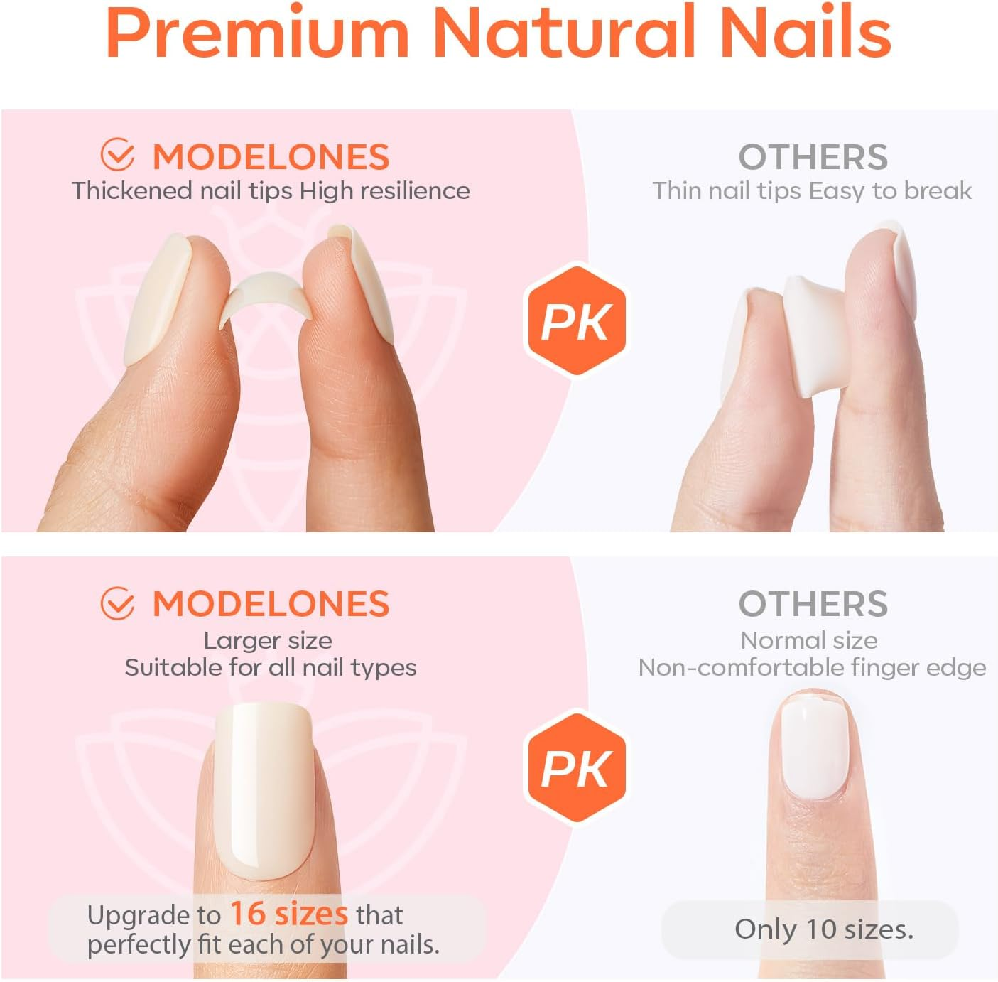 Modelones Short Press on Nails, 32Pcs 16 Sizes Oval Fake Nails with Nail Glue, Adhesive Tabs, Nail File, Prep Pad, Manicure Stick, Real Red 32Pcs 16 Sizes - Real Red image number 5