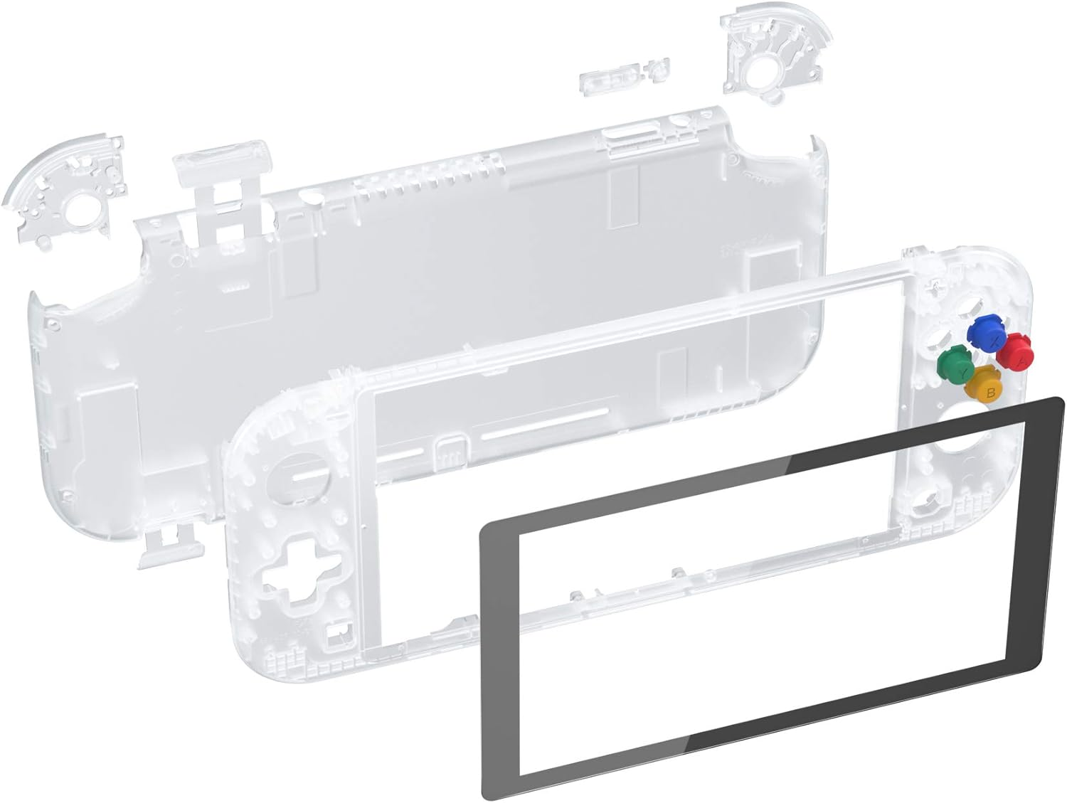 Extremerate Transparent Clear DIY Replacement Shell for Nintendo Switch Lite, NSL Handheld Controller Housing W/Screen Protector, Custom Case Cover for Nintendo Switch Lite image number 3