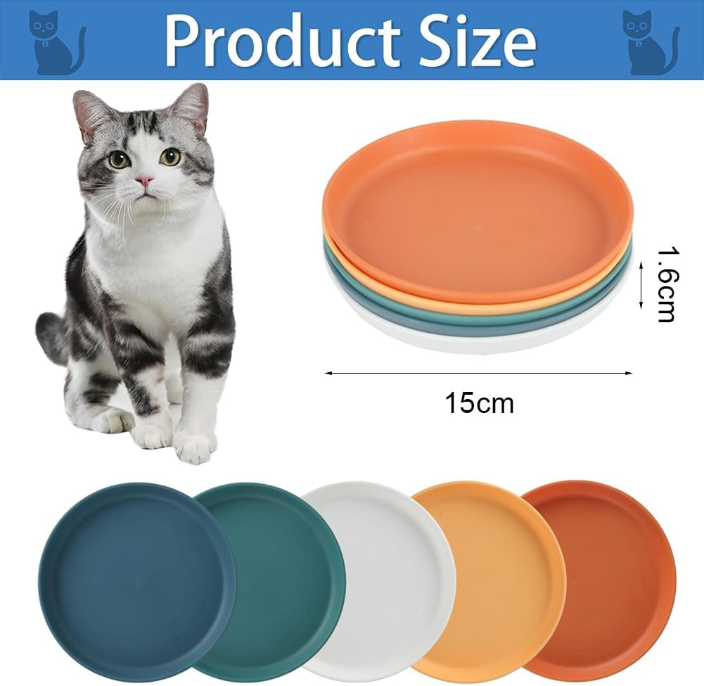 Feeding Bowl for Cats, Pack of 5 Flat Cat Bowls, Feeding Bowl, Cat Food, Cat Feeding Bowl, Silicone Bowl, round Flat Cat Bowls for Dry Food and Wet Food