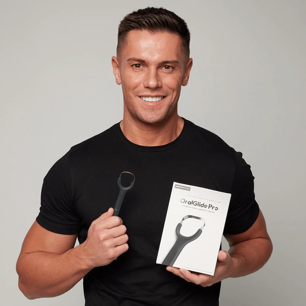 Venneir&reg; Tongue Scraper with Travel Case, Oral Glide Pro&ndash;Bad Breath Treatment, Medical-Grade Stainless Steel&ndash; for Adults & Kids. 100% Rustproof, Sleek & Effective Design (Slate White) - Pink Frost image number 4