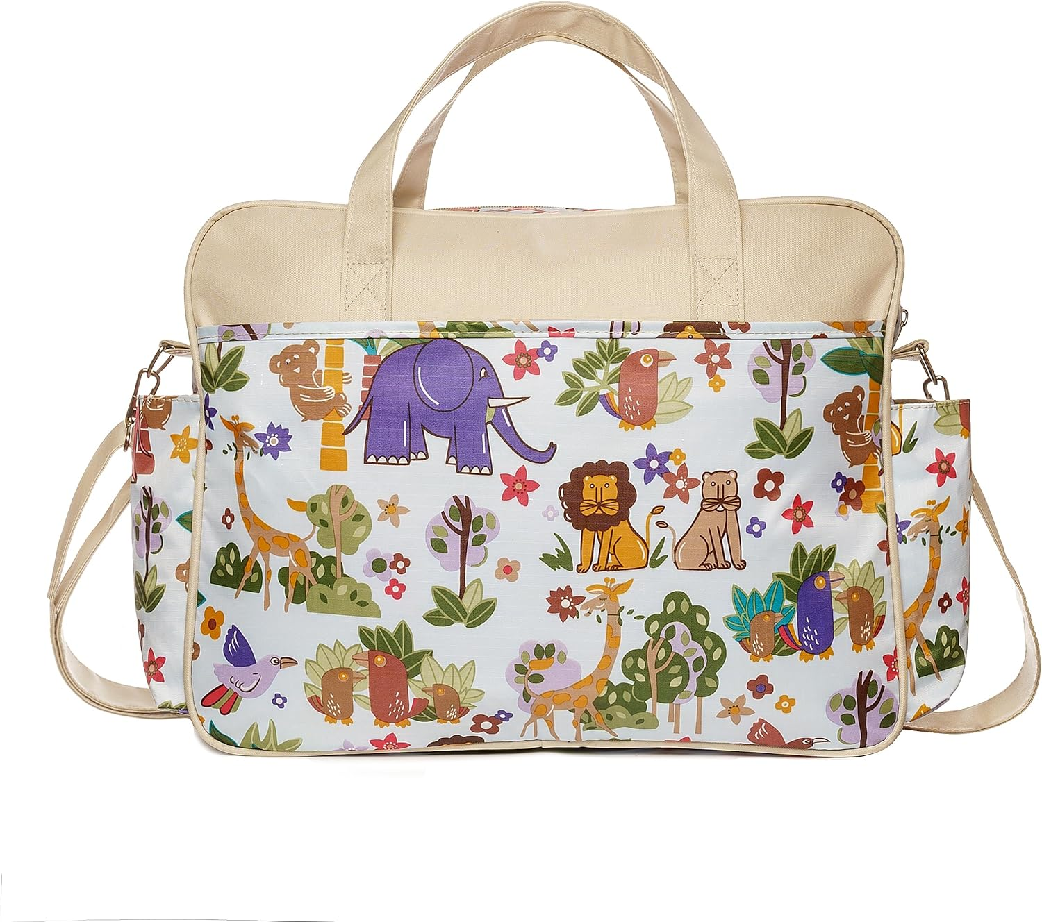 Diaper Bag Women Tote Bag Nylon Nappy Bag Durable Shoulder Bag Pregnant Handle Bag, Multi, Large, Animal, Large image number 2